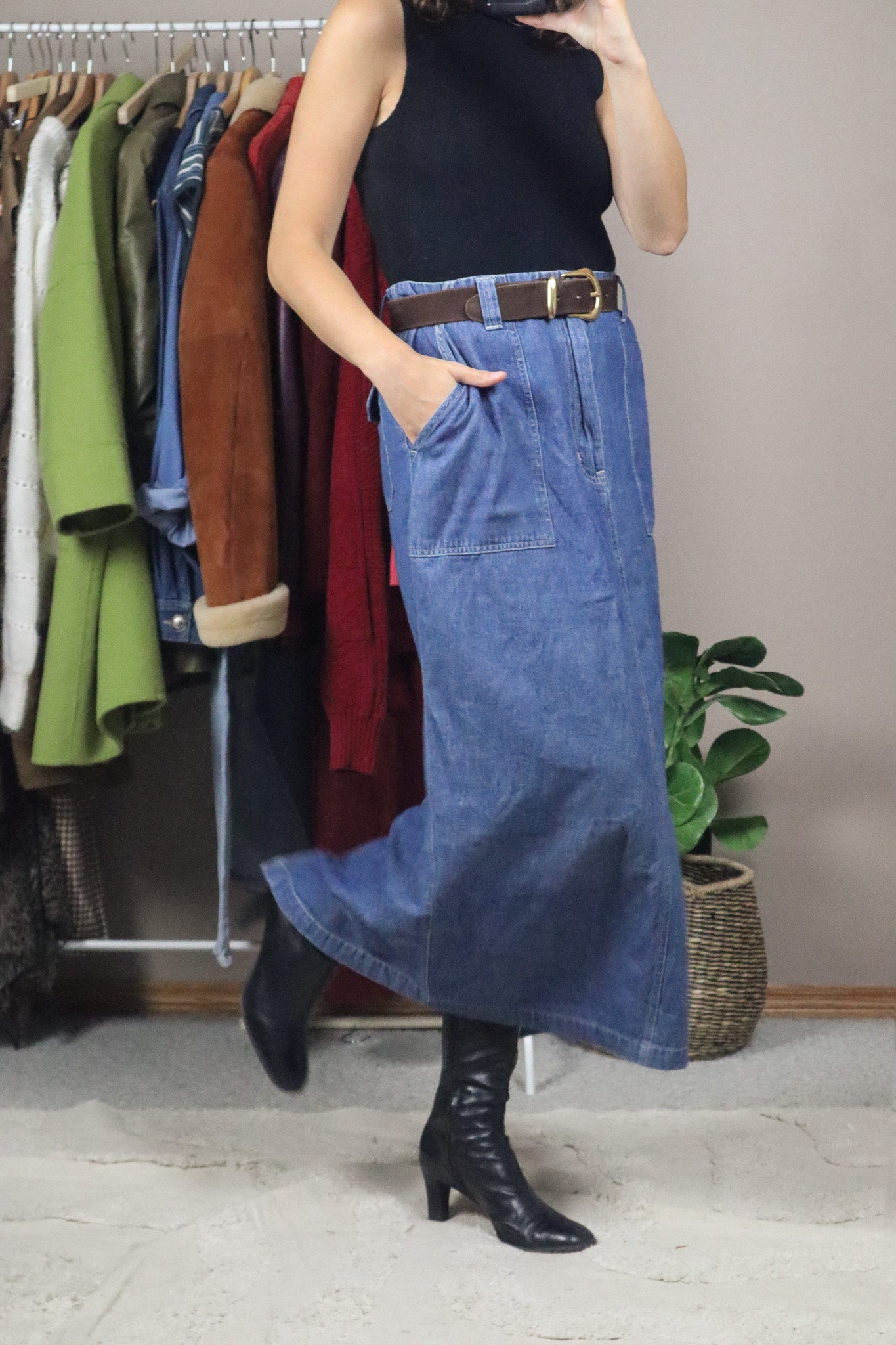Vintage x Denim Maxi Skirt (12/14)