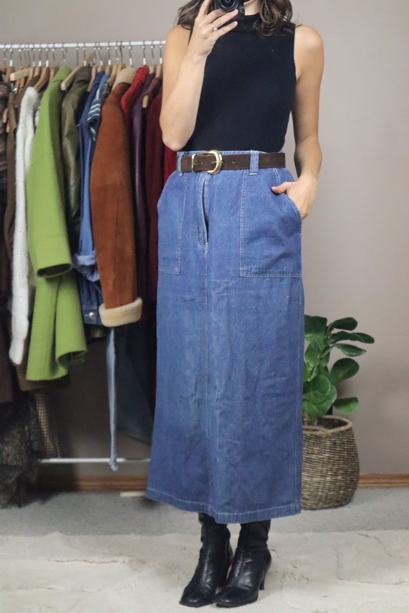 Vintage x Denim Maxi Skirt (12/14)