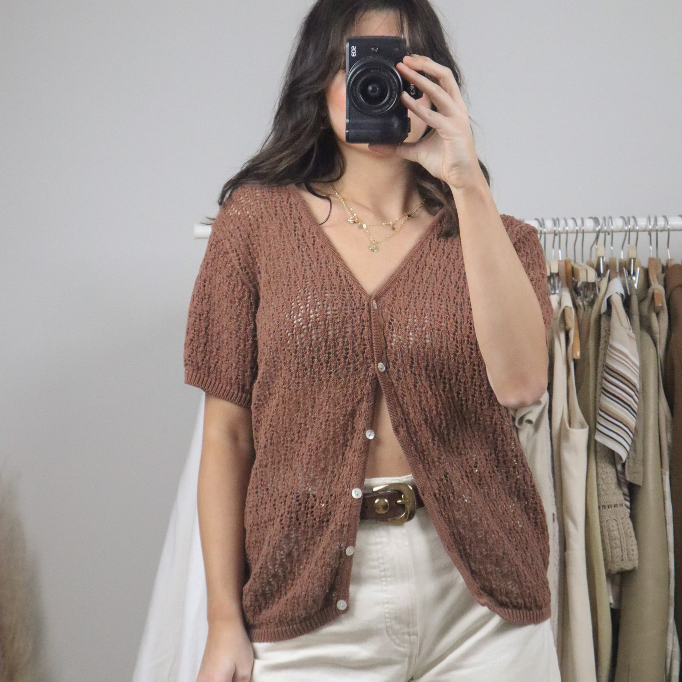 Vintage x Knit Short-Sleeve Top (L)
