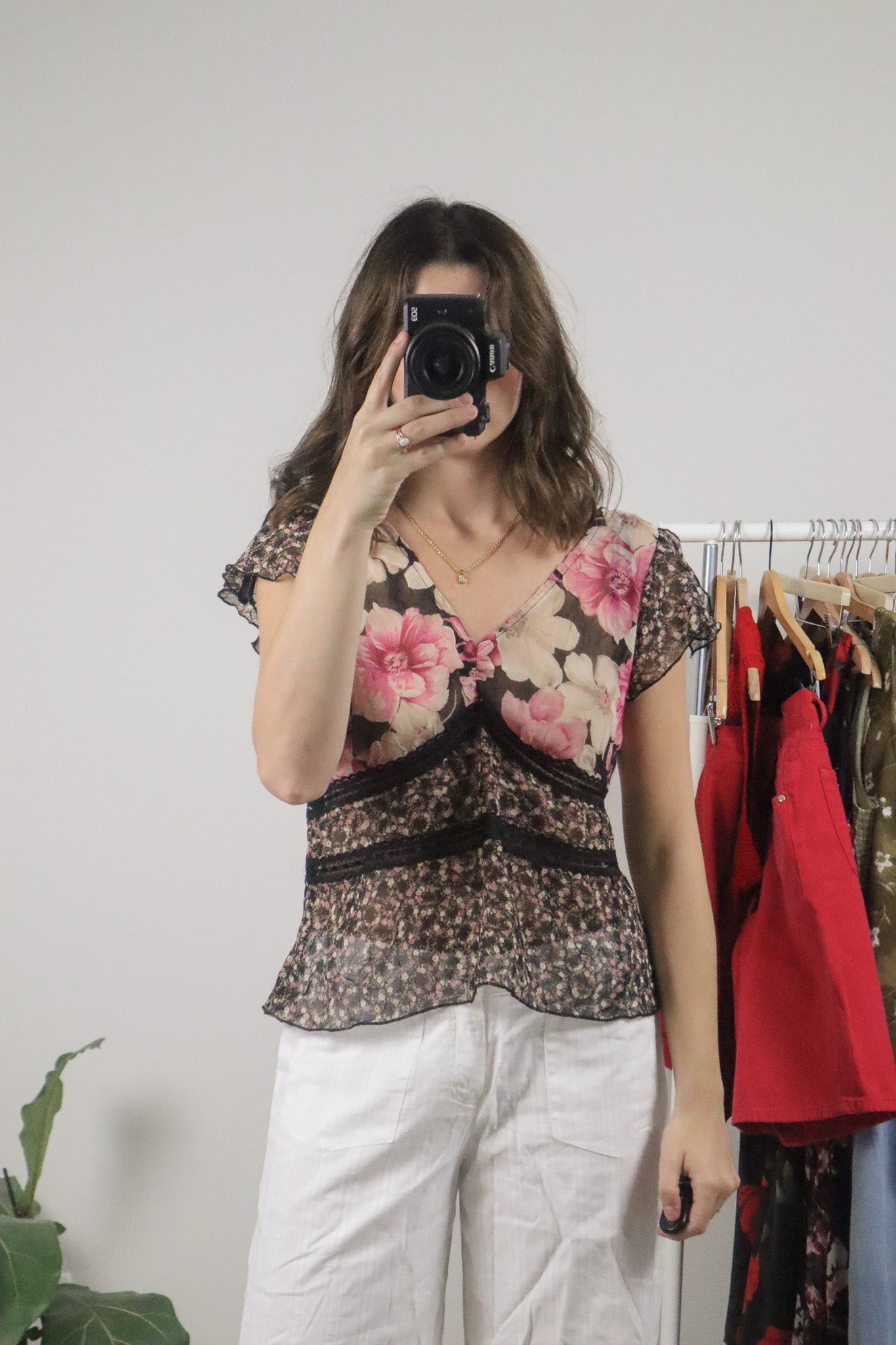 Made in USA x Vintage x Multi-pattered Lace Top (L)