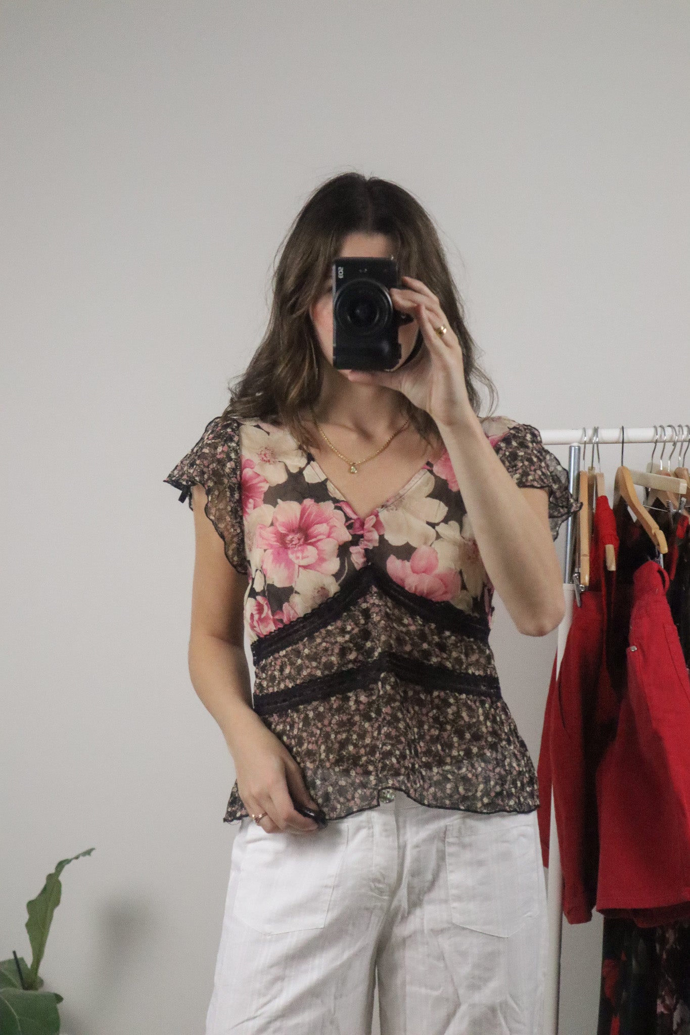 Made in USA x Vintage x Multi-pattered Lace Top (L)