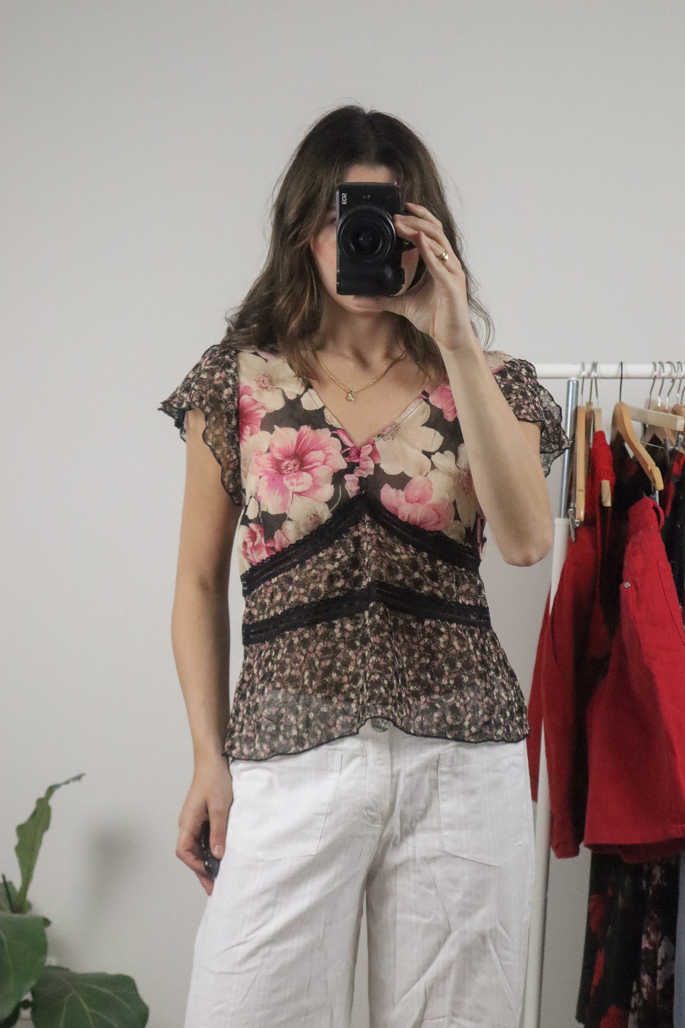 Made in USA x Vintage x Multi-pattered Lace Top (L)