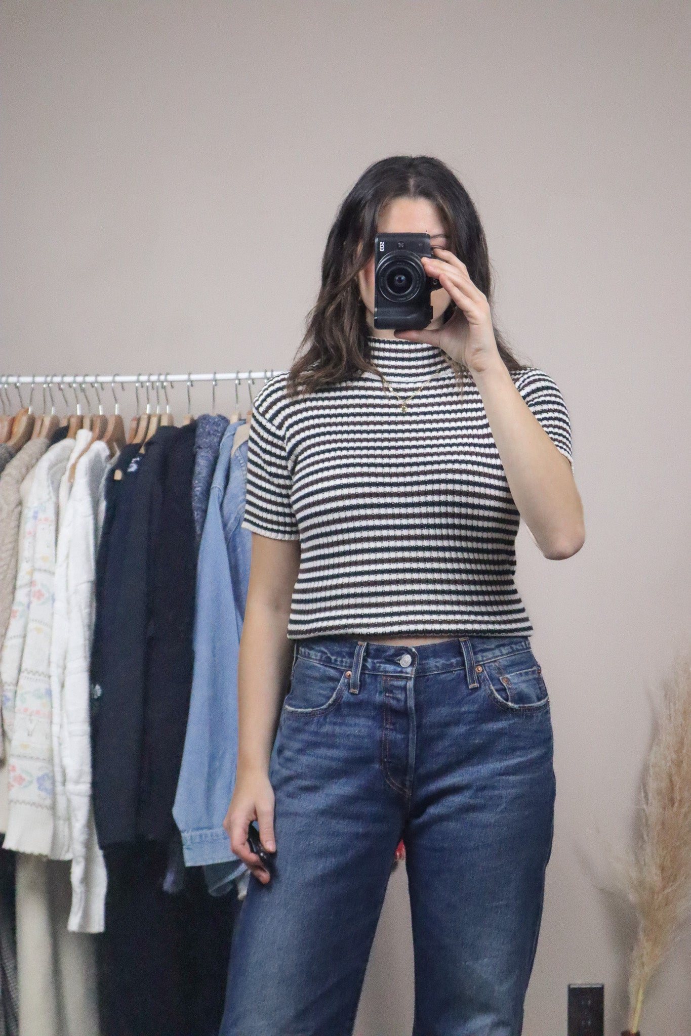 Vintage x Striped Mock Neck Knit (S/M)