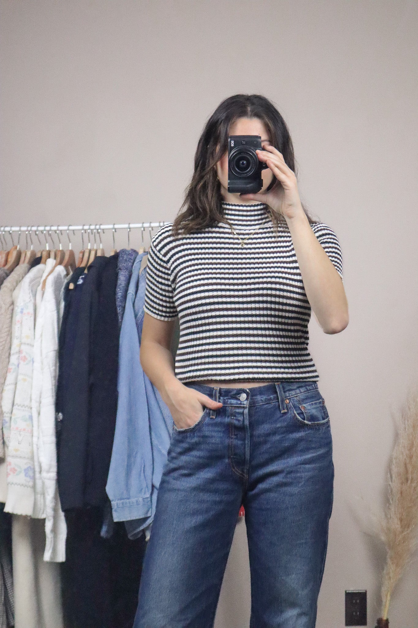 Vintage x Striped Mock Neck Knit (S/M)