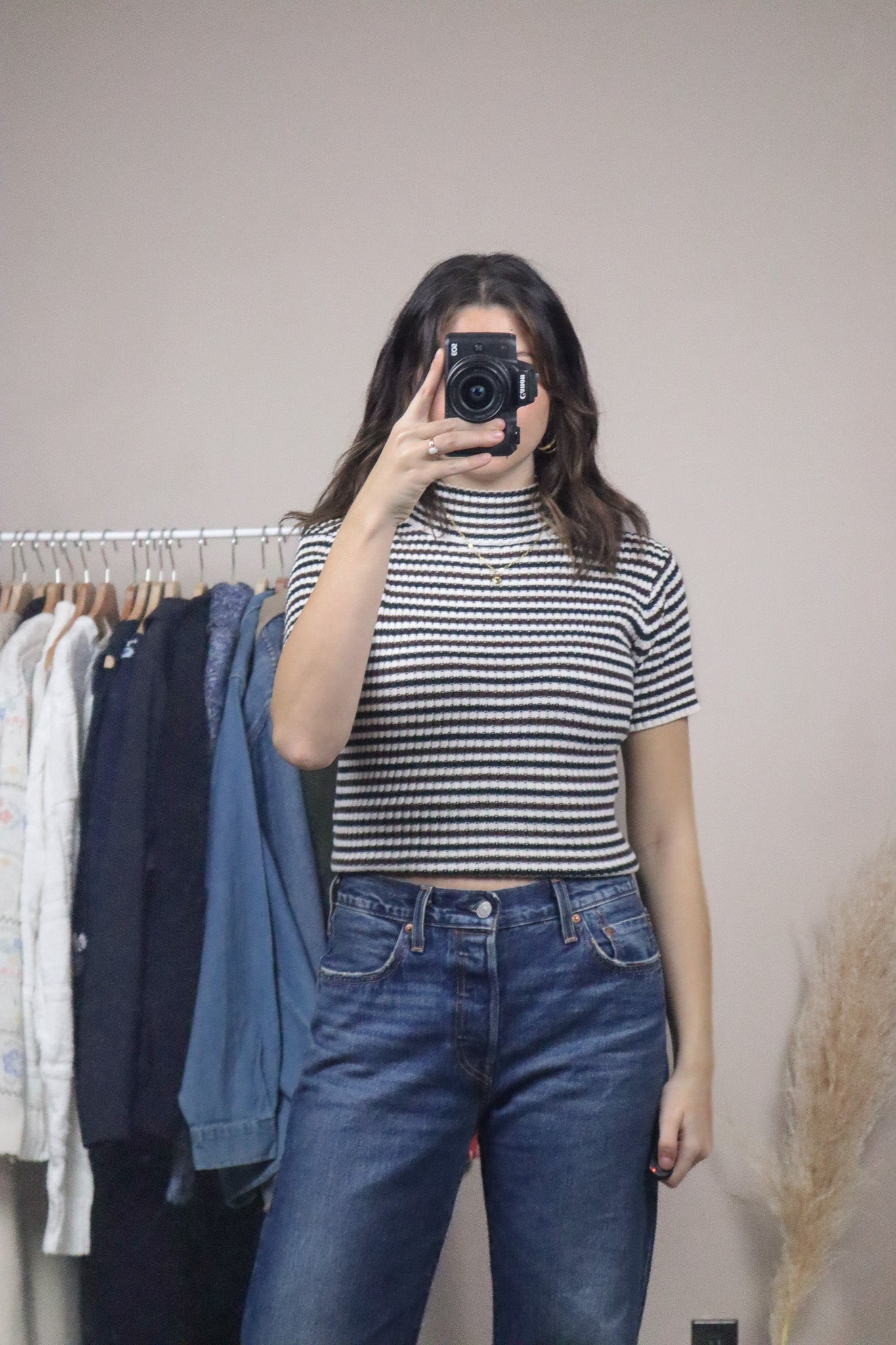 Vintage x Striped Mock Neck Knit (S/M)