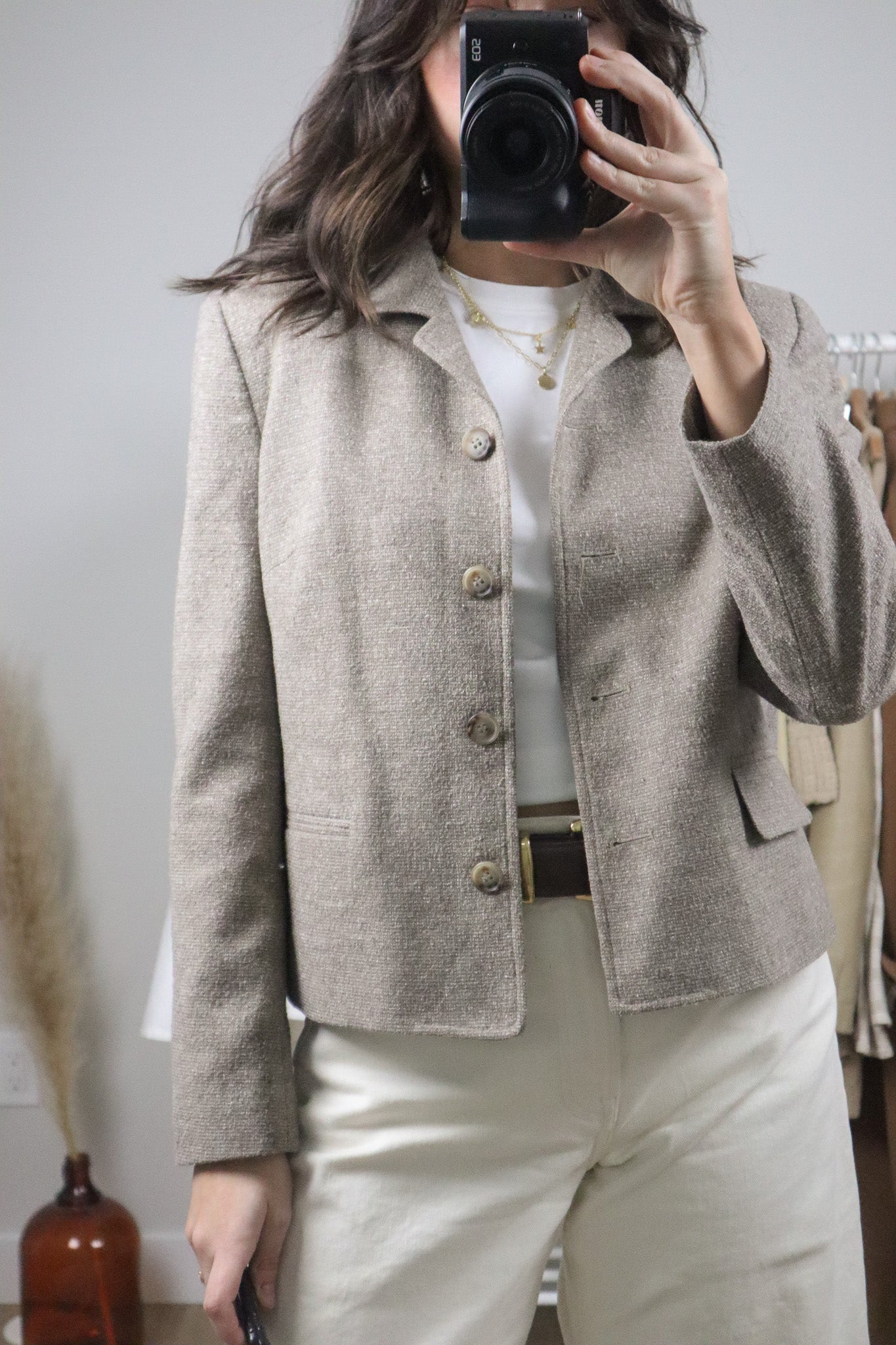 Vintage x Wool/Silk Blend Cropped Blazer (S)