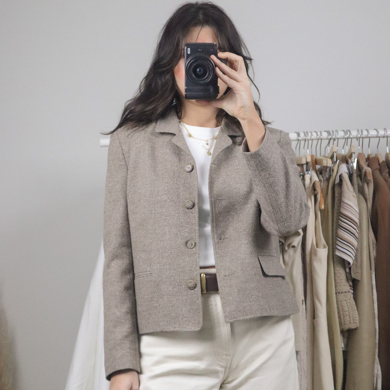 Vintage x Wool/Silk Blend Cropped Blazer (S)