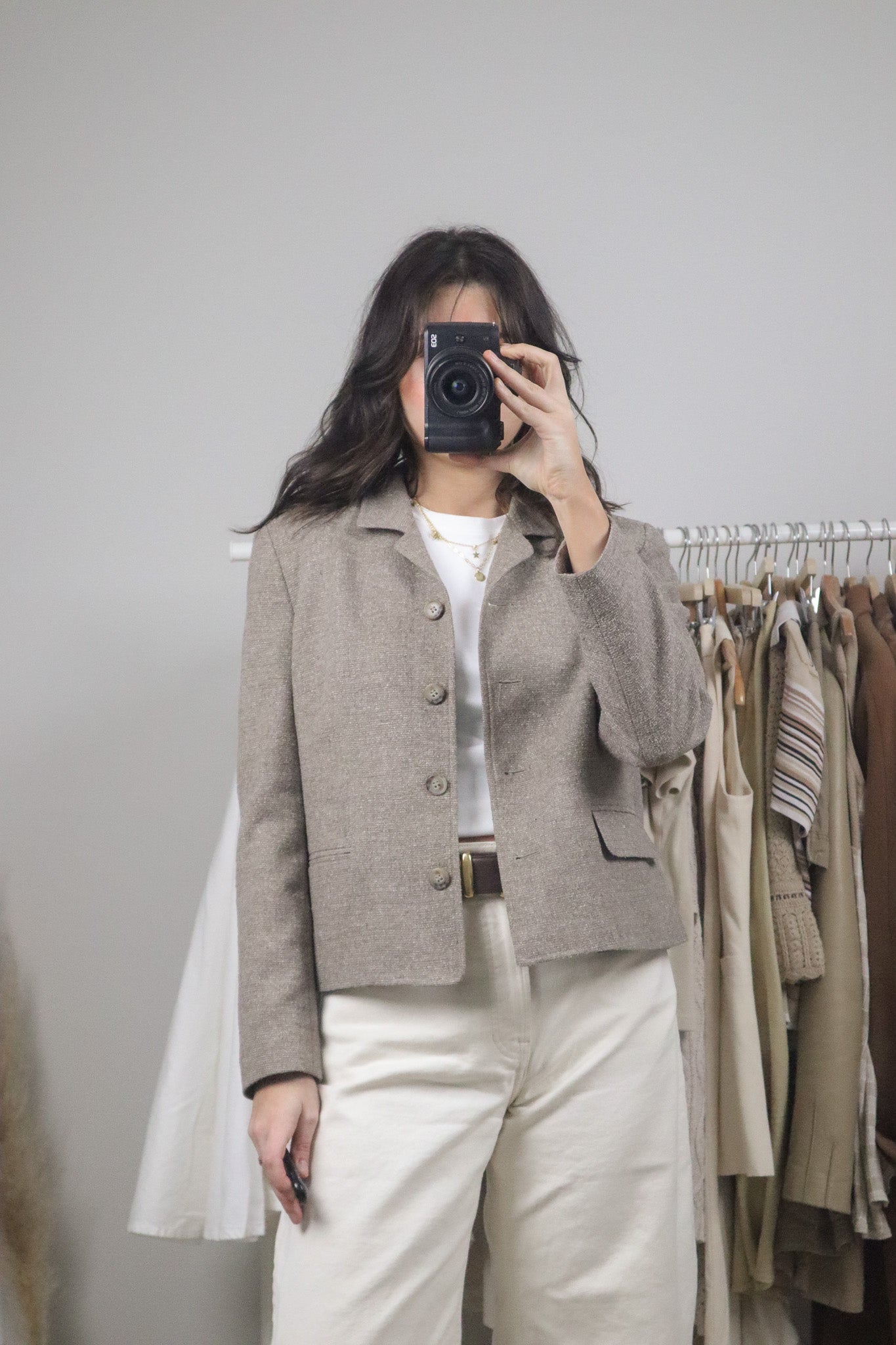 Vintage x Wool/Silk Blend Cropped Blazer (S)