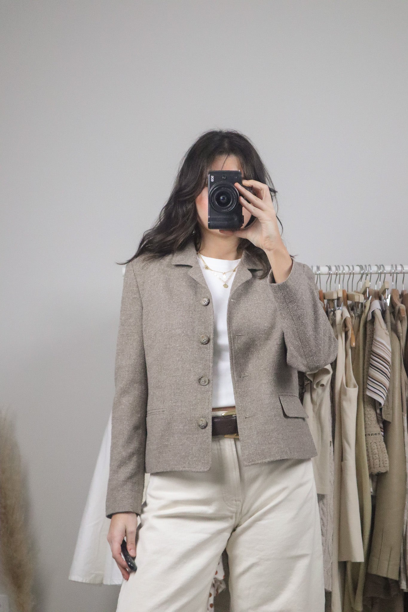 Vintage x Wool/Silk Blend Cropped Blazer (S)