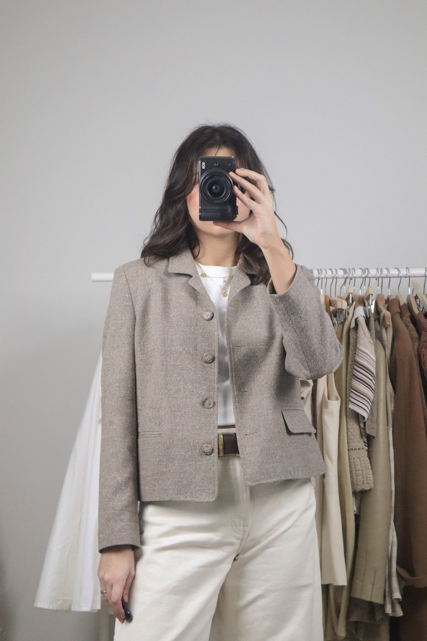Vintage x Wool/Silk Blend Cropped Blazer (S)