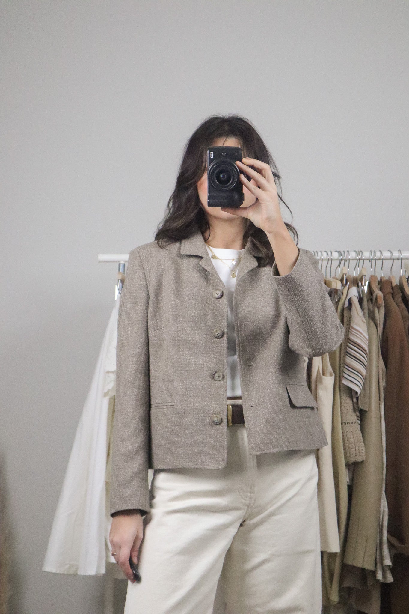 Vintage x Wool/Silk Blend Cropped Blazer (S)