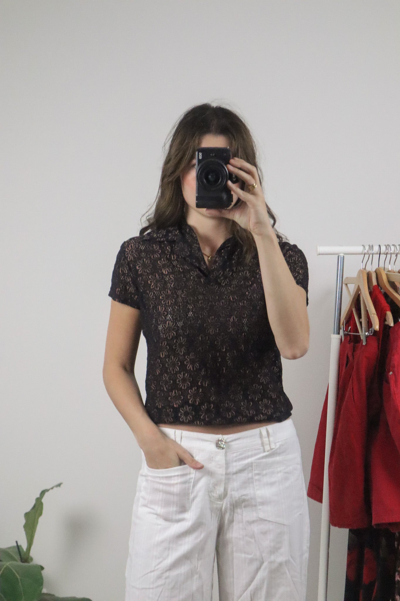 Vintage x Lace Flower Collared Top (M)