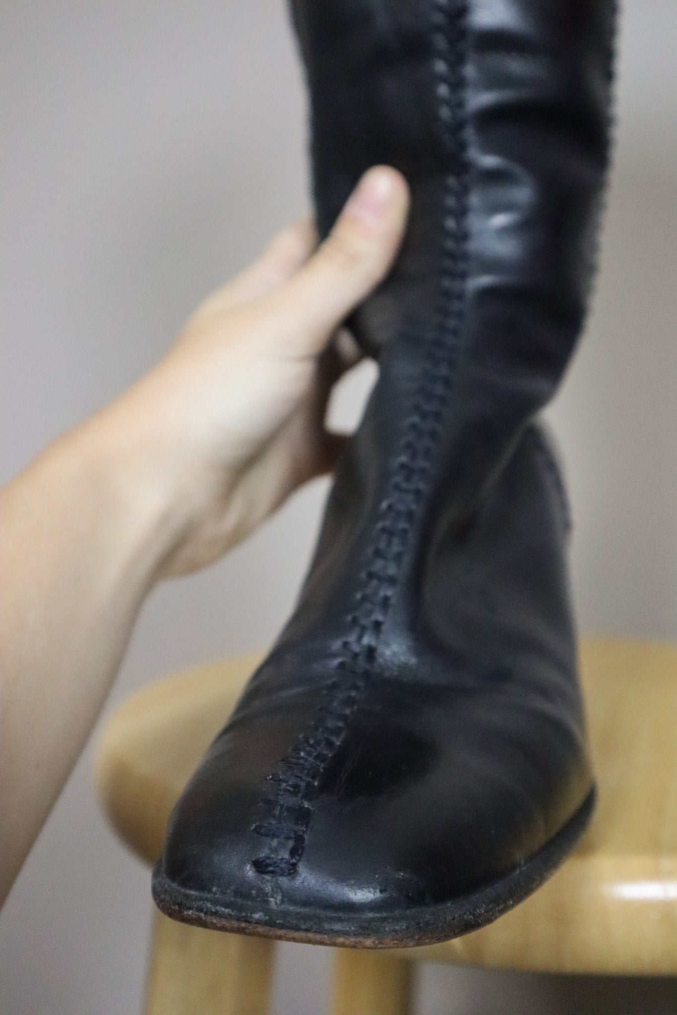 Vintage x Leather Stitched Boots (7.5/8)