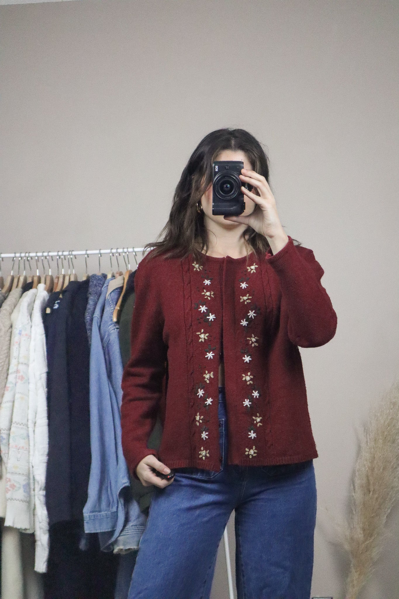 Vintage x Wool Blend Embroidered Cardigan (S/M)
