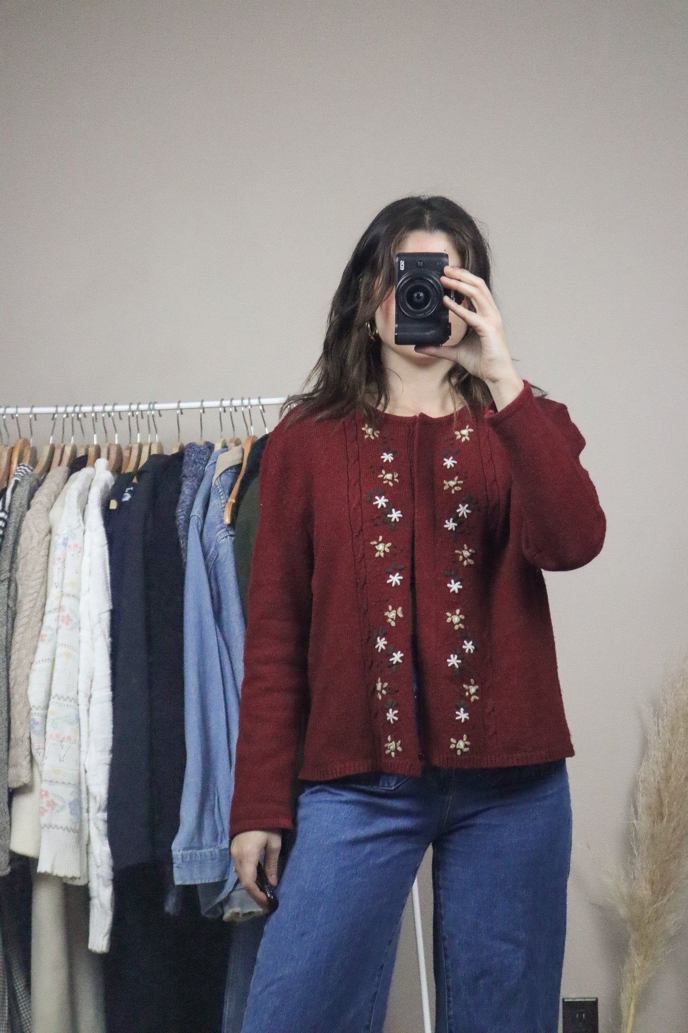 Vintage x Wool Blend Embroidered Cardigan (S/M)