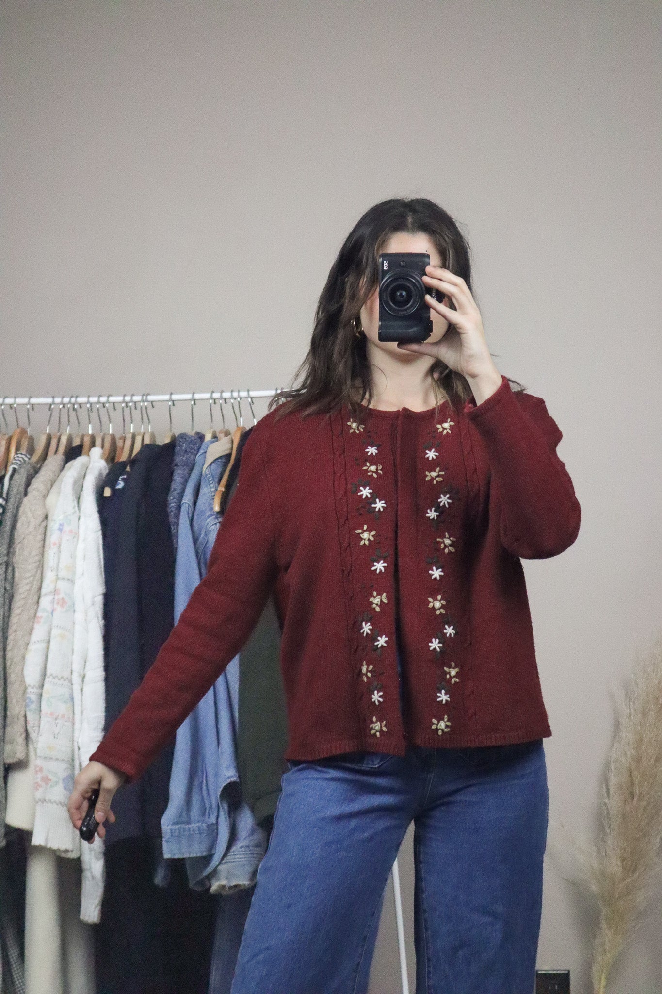 Vintage x Wool Blend Embroidered Cardigan (S/M)