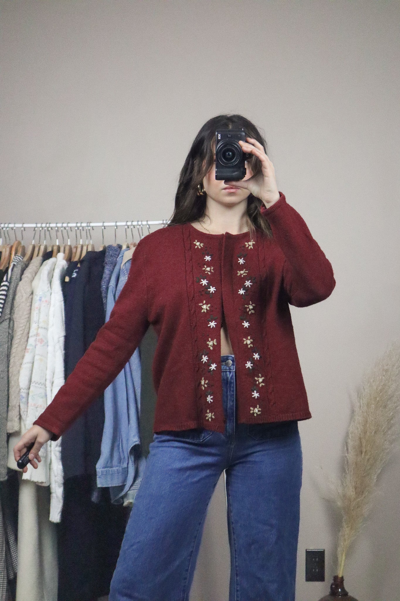 Vintage x Wool Blend Embroidered Cardigan (S/M)