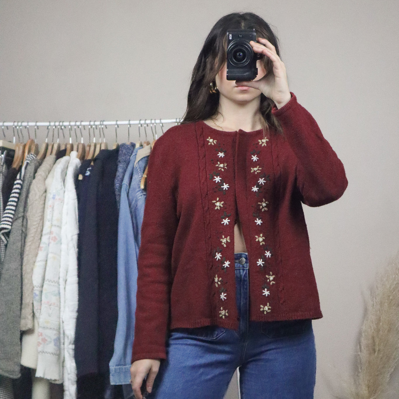 Vintage x Wool Blend Embroidered Cardigan (S/M)