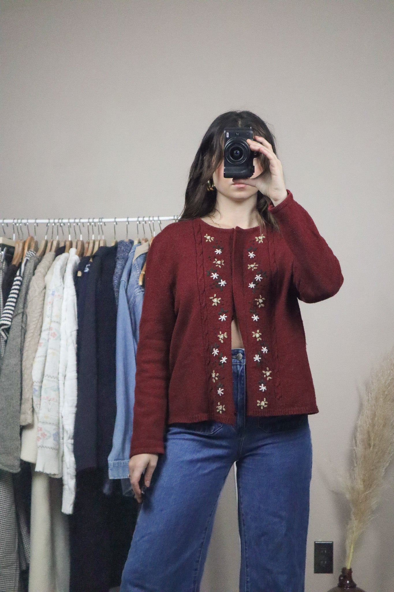 Vintage x Wool Blend Embroidered Cardigan (S/M)