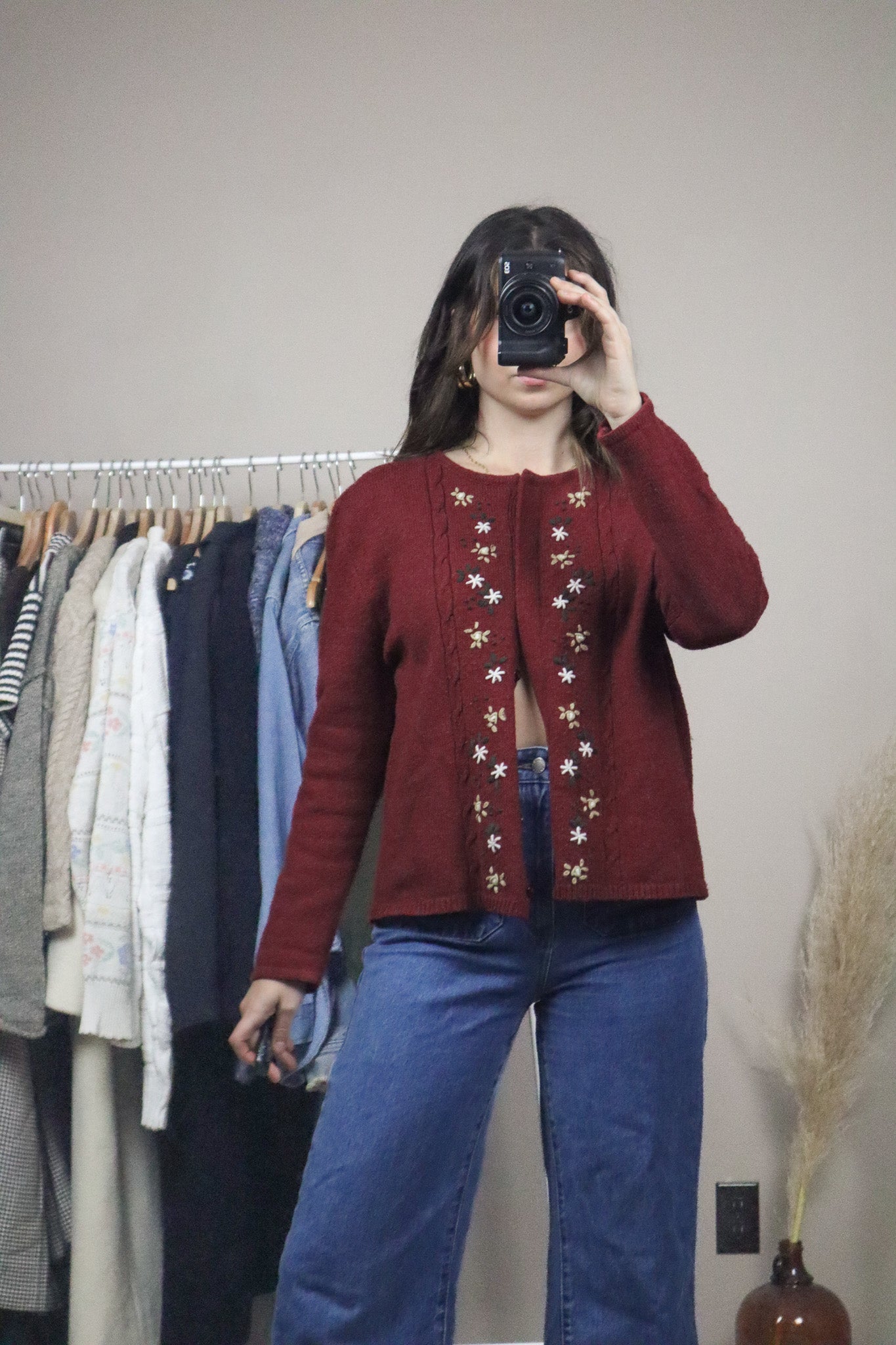 Vintage x Wool Blend Embroidered Cardigan (S/M)