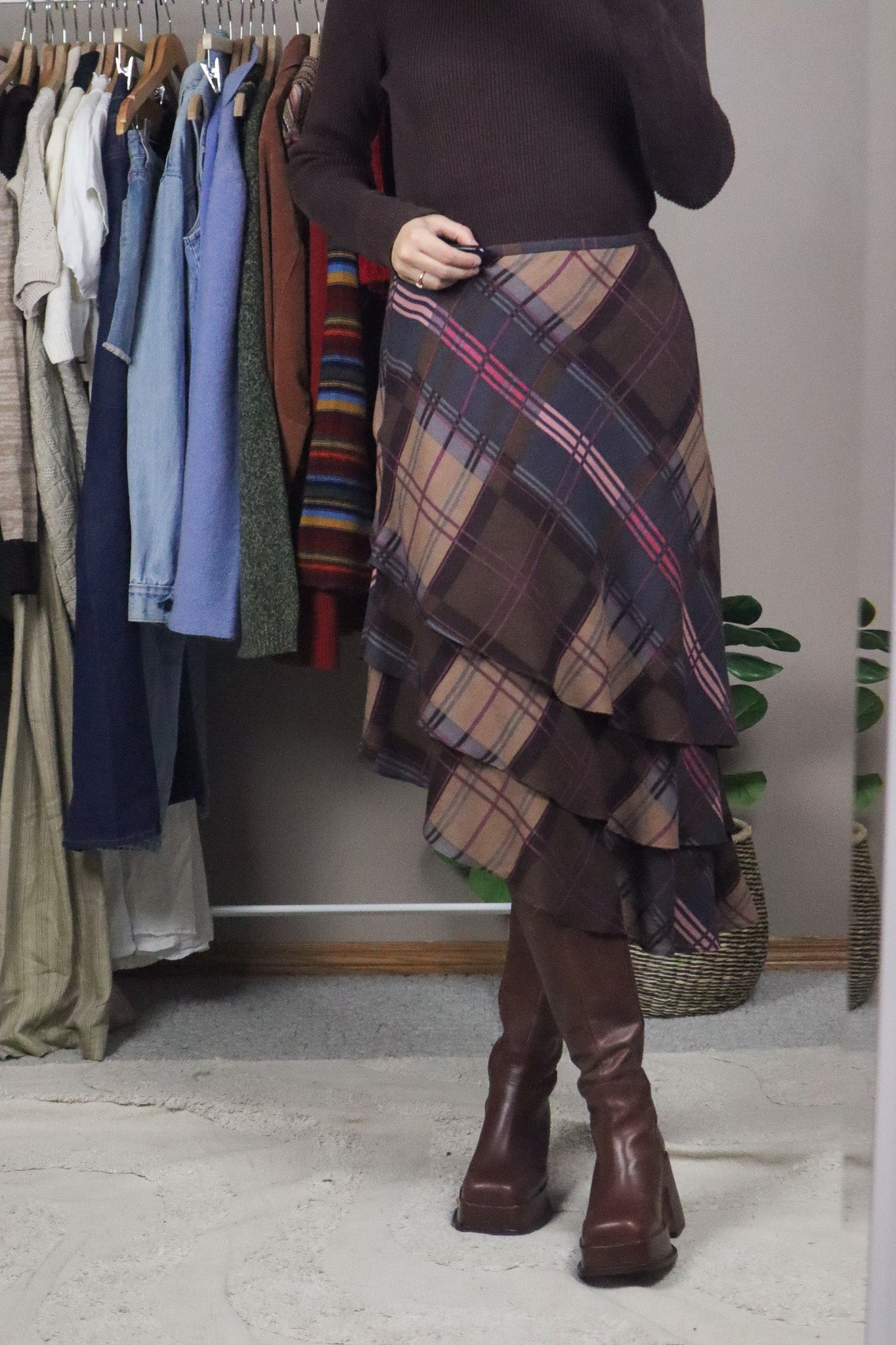 Vintage x Silk & Wool Plaid Skirt (6/8)