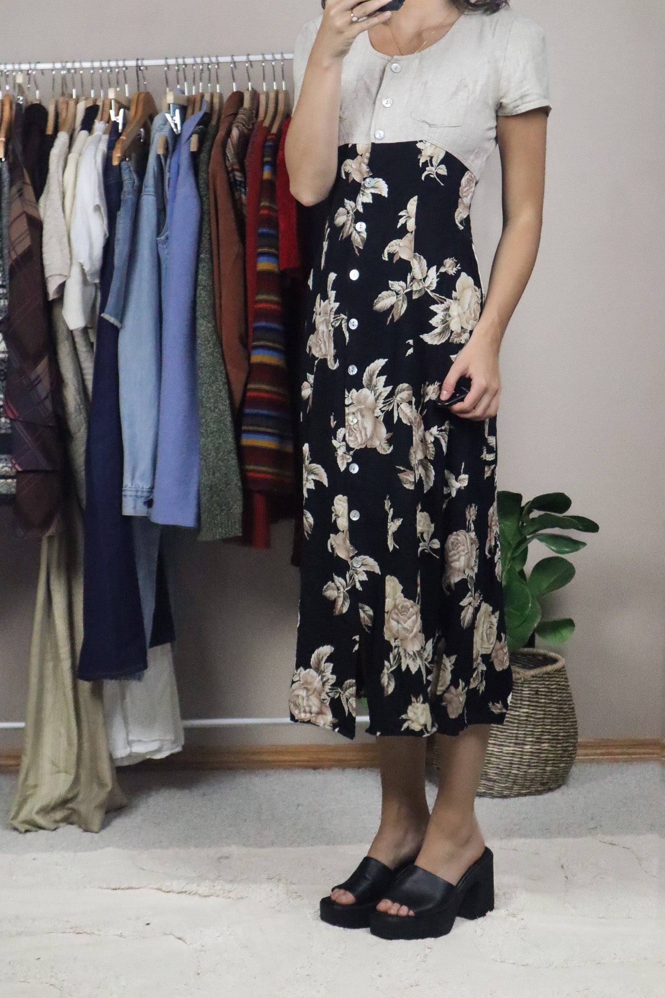 Vintage x Two-Toned Floral Dress (XS/S)