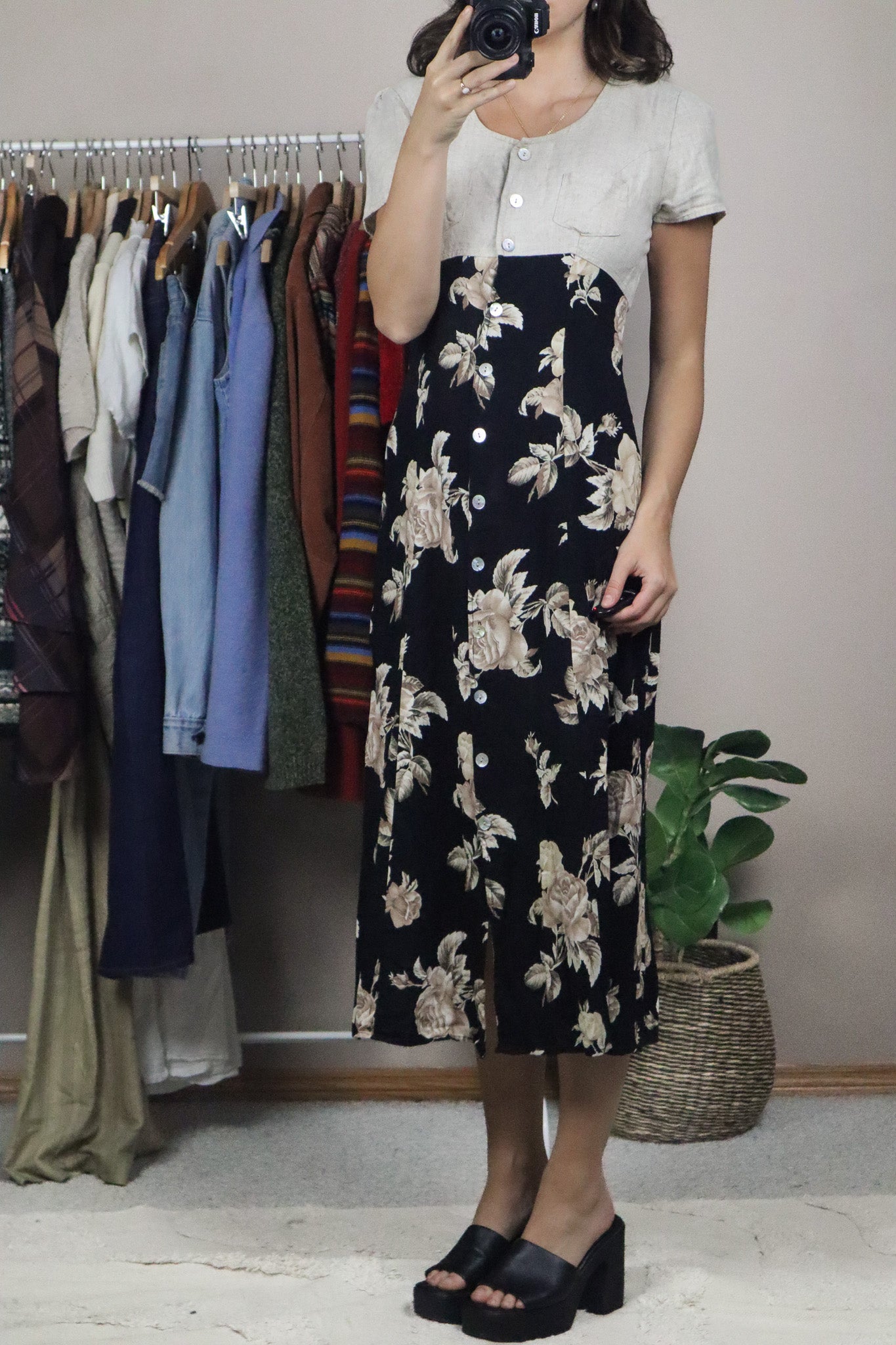 Vintage x Two-Toned Floral Dress (XS/S)