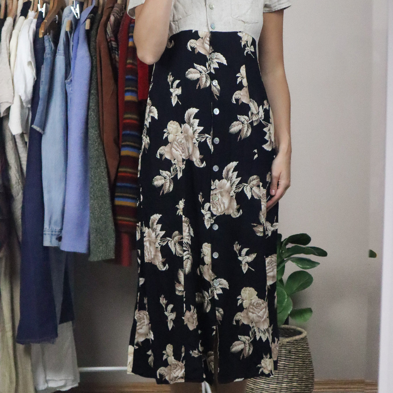 Vintage x Two-Toned Floral Dress (XS/S)