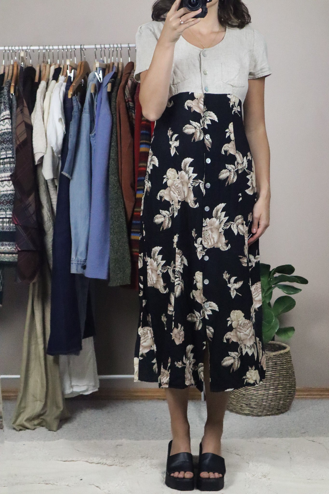 Vintage x Two-Toned Floral Dress (XS/S)