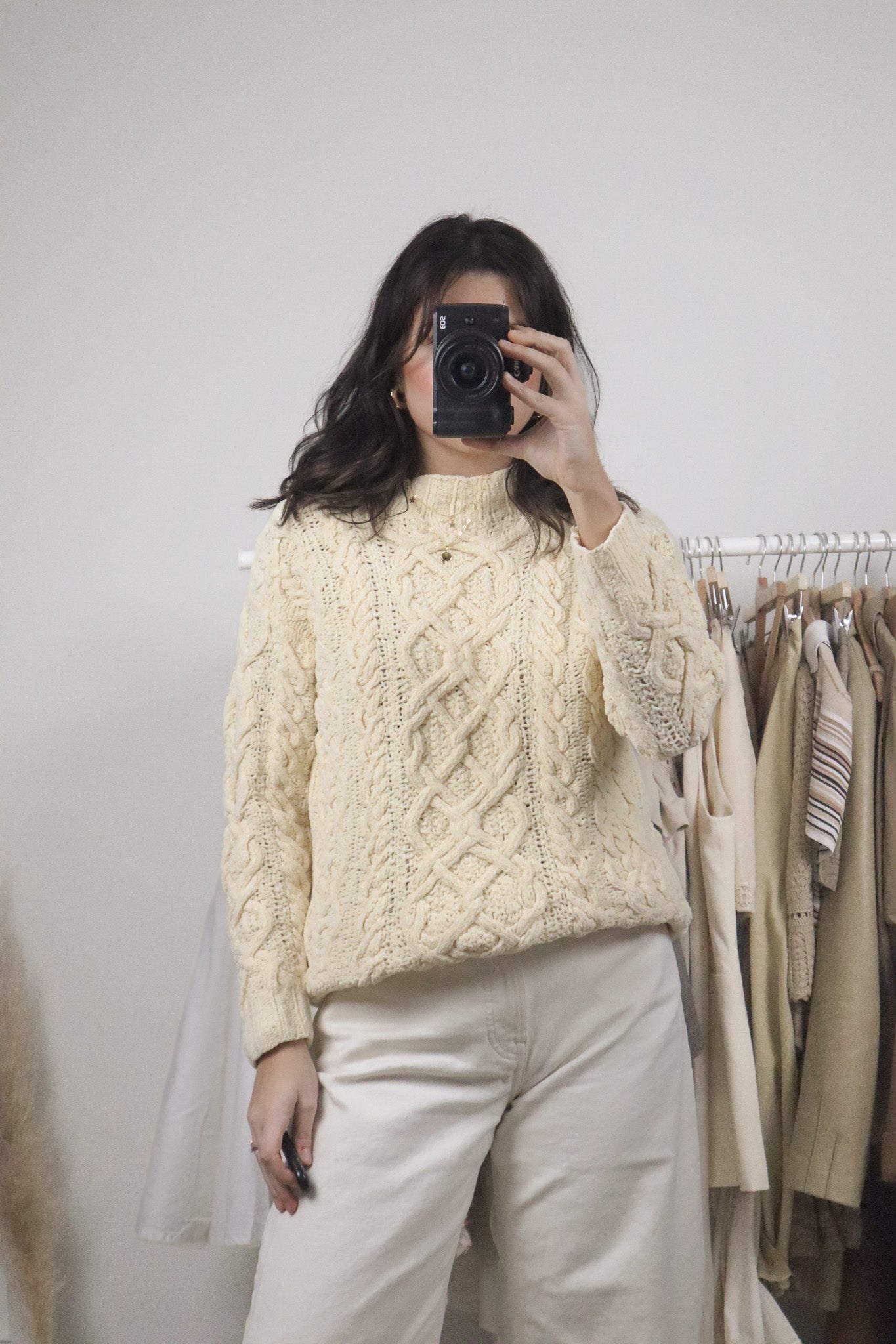 Vintage x Cotton Chunky Hand Knit Sweater (S)