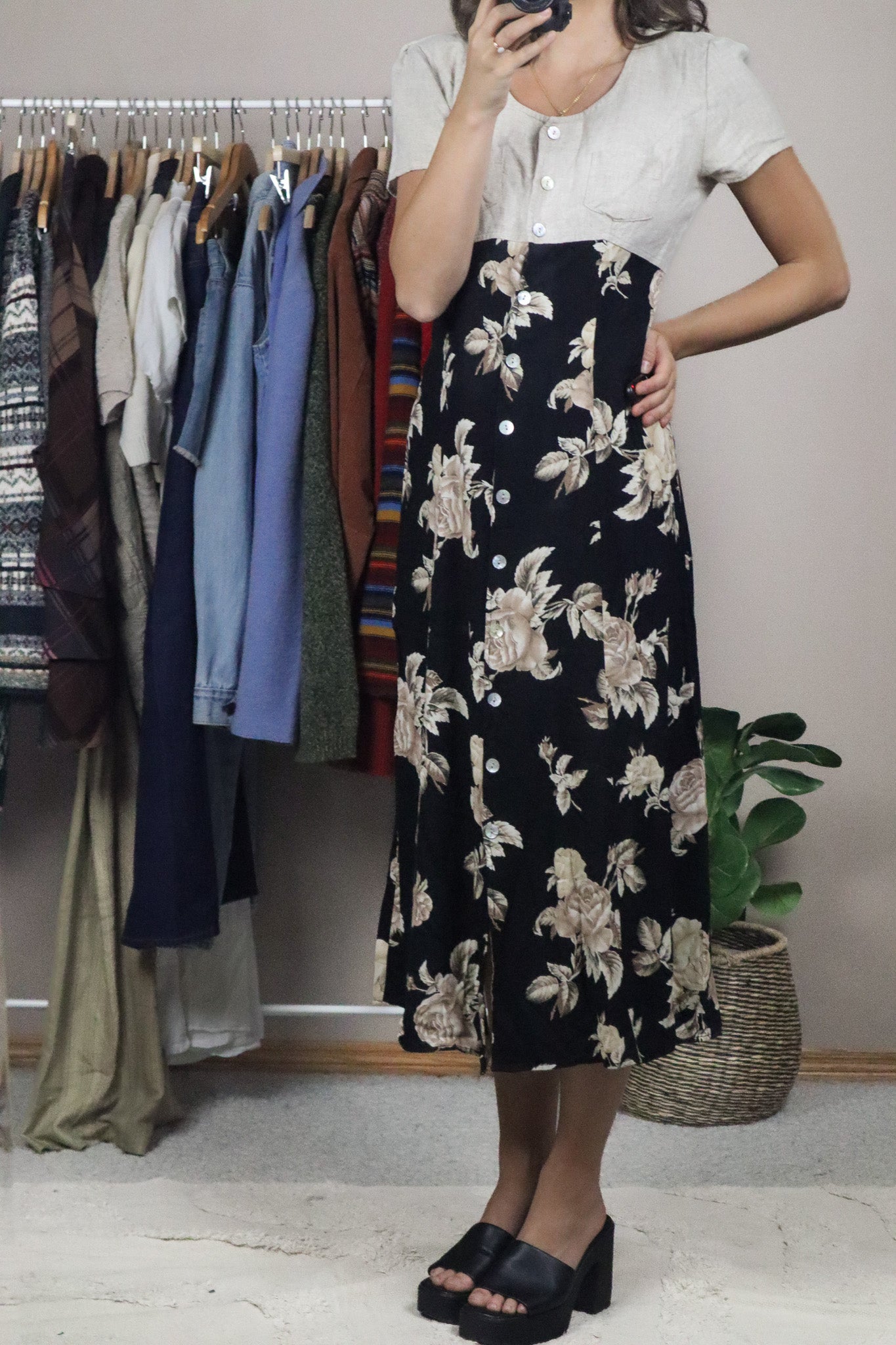 Vintage x Two-Toned Floral Dress (XS/S)
