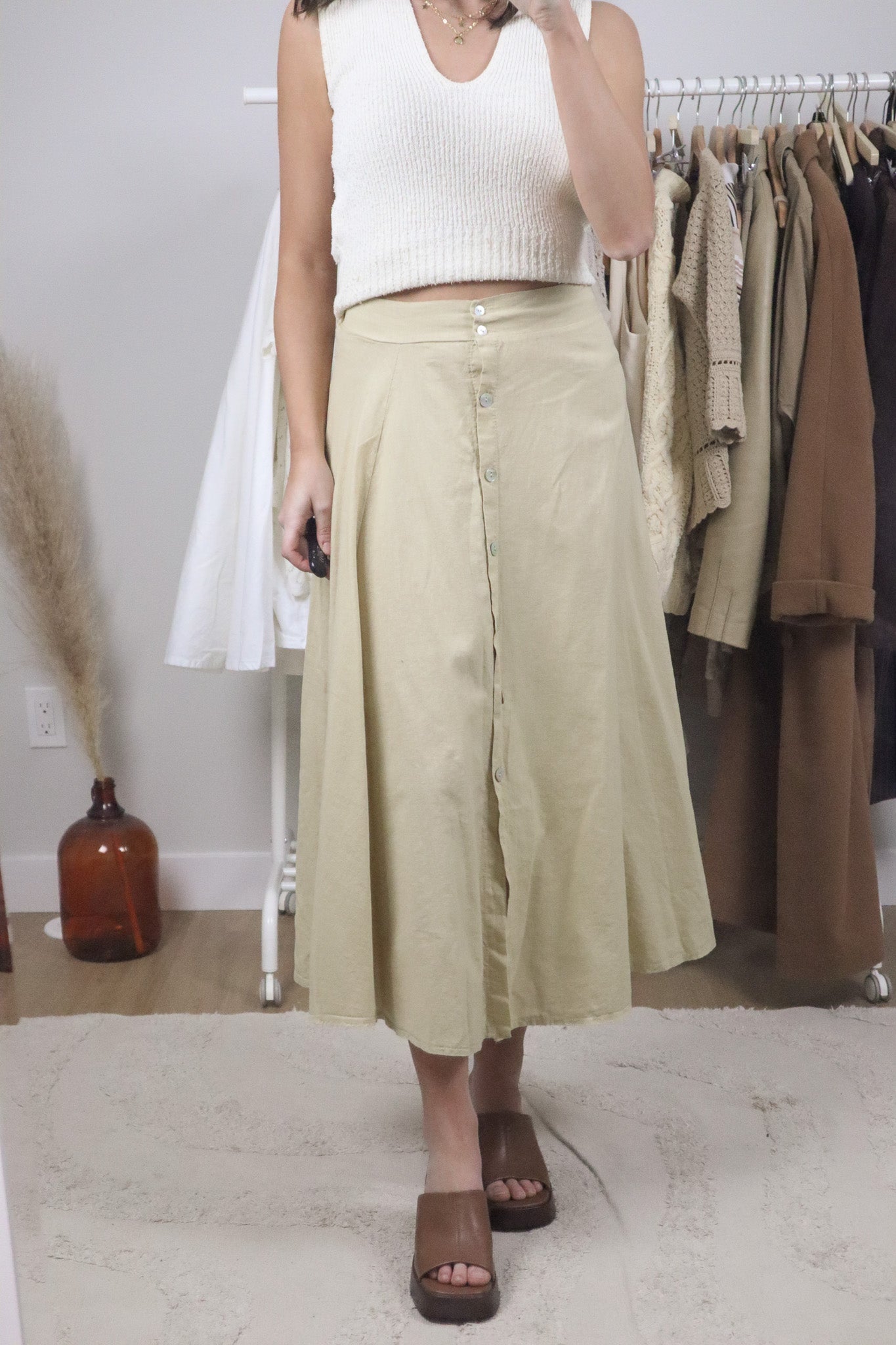 Made in Italy x Vintage x Linen/Cotton Blend Maxi Skirt (6)