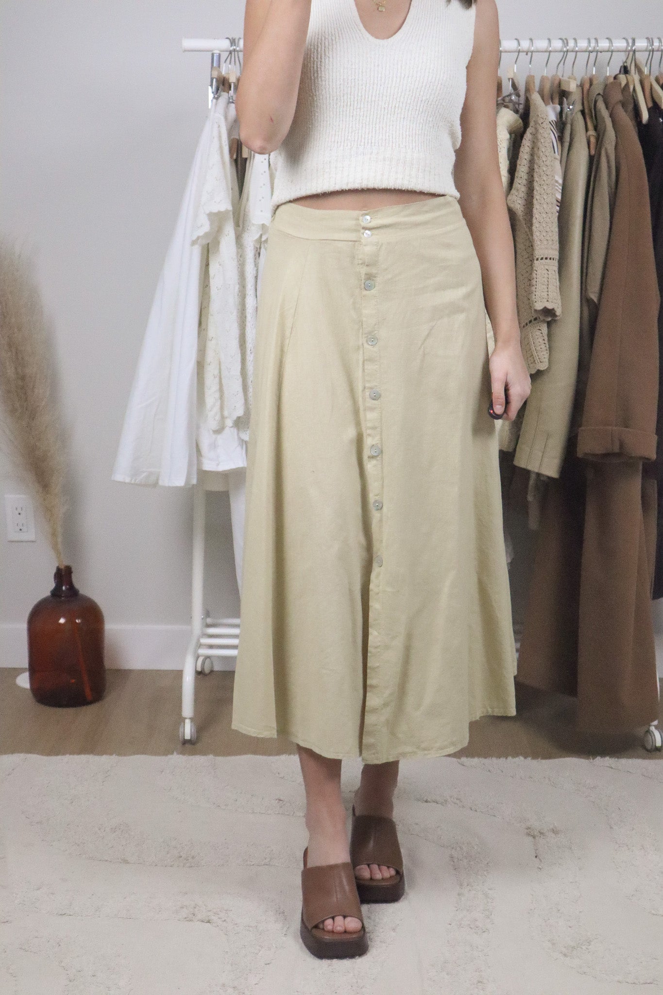 Made in Italy x Vintage x Linen/Cotton Blend Maxi Skirt (6)