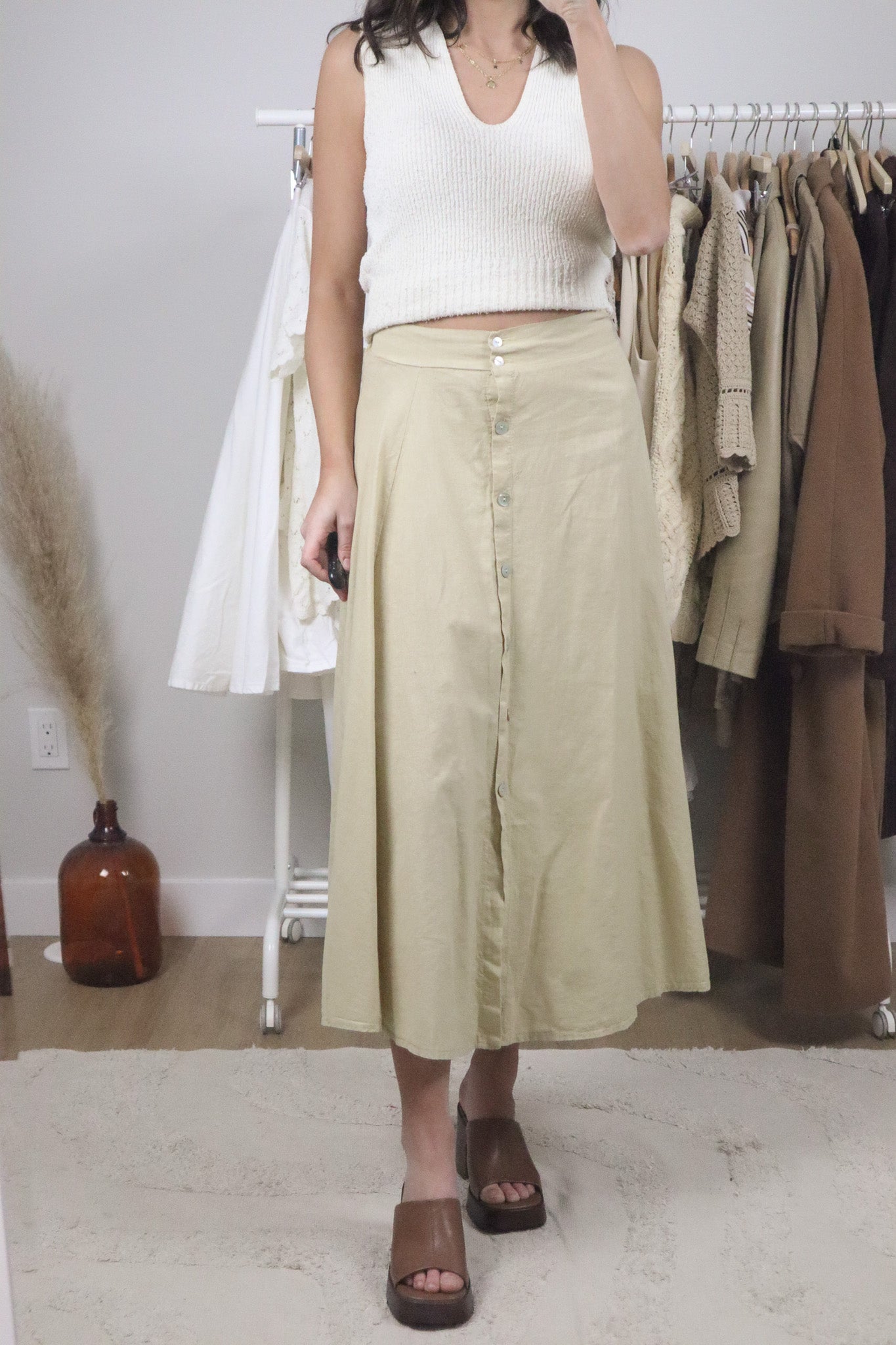 Made in Italy x Vintage x Linen/Cotton Blend Maxi Skirt (6)
