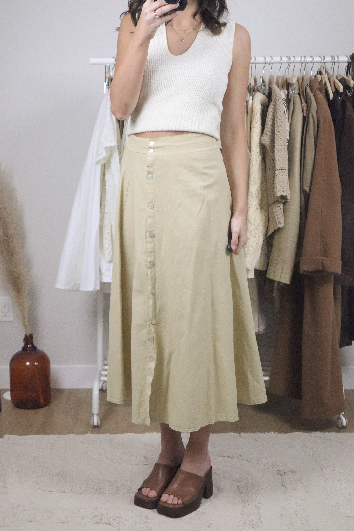 Made in Italy x Vintage x Linen/Cotton Blend Maxi Skirt (6)