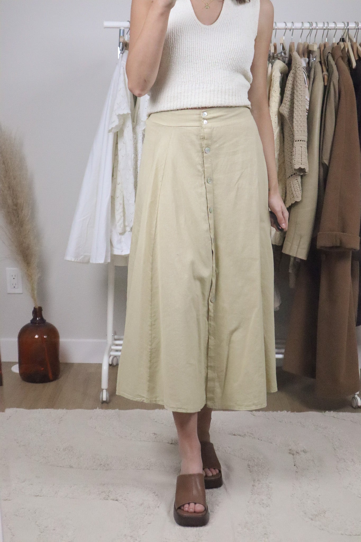 Made in Italy x Vintage x Linen/Cotton Blend Maxi Skirt (6)