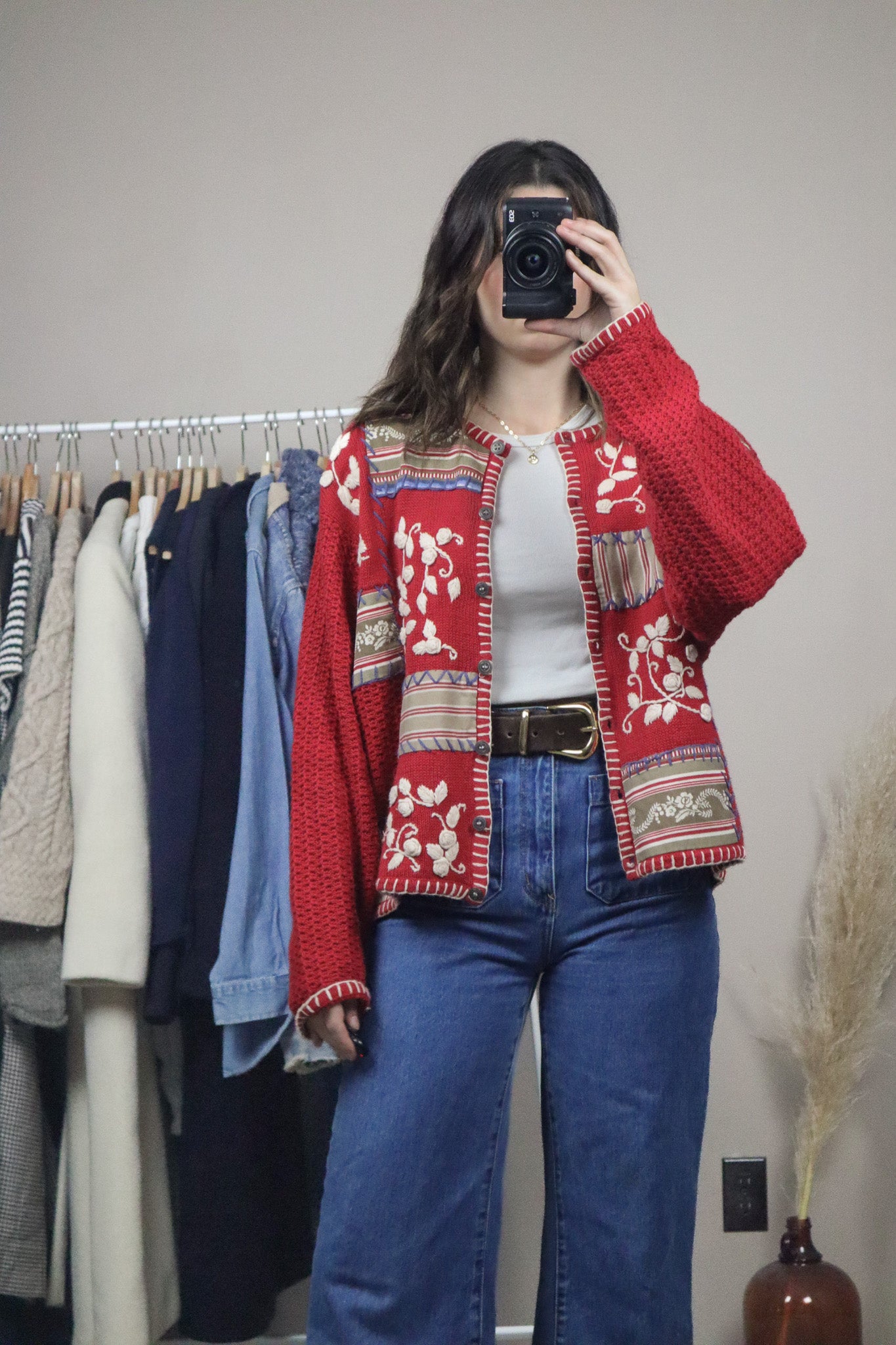 Vintage x Embroidered Patchwork Cardigan (L)