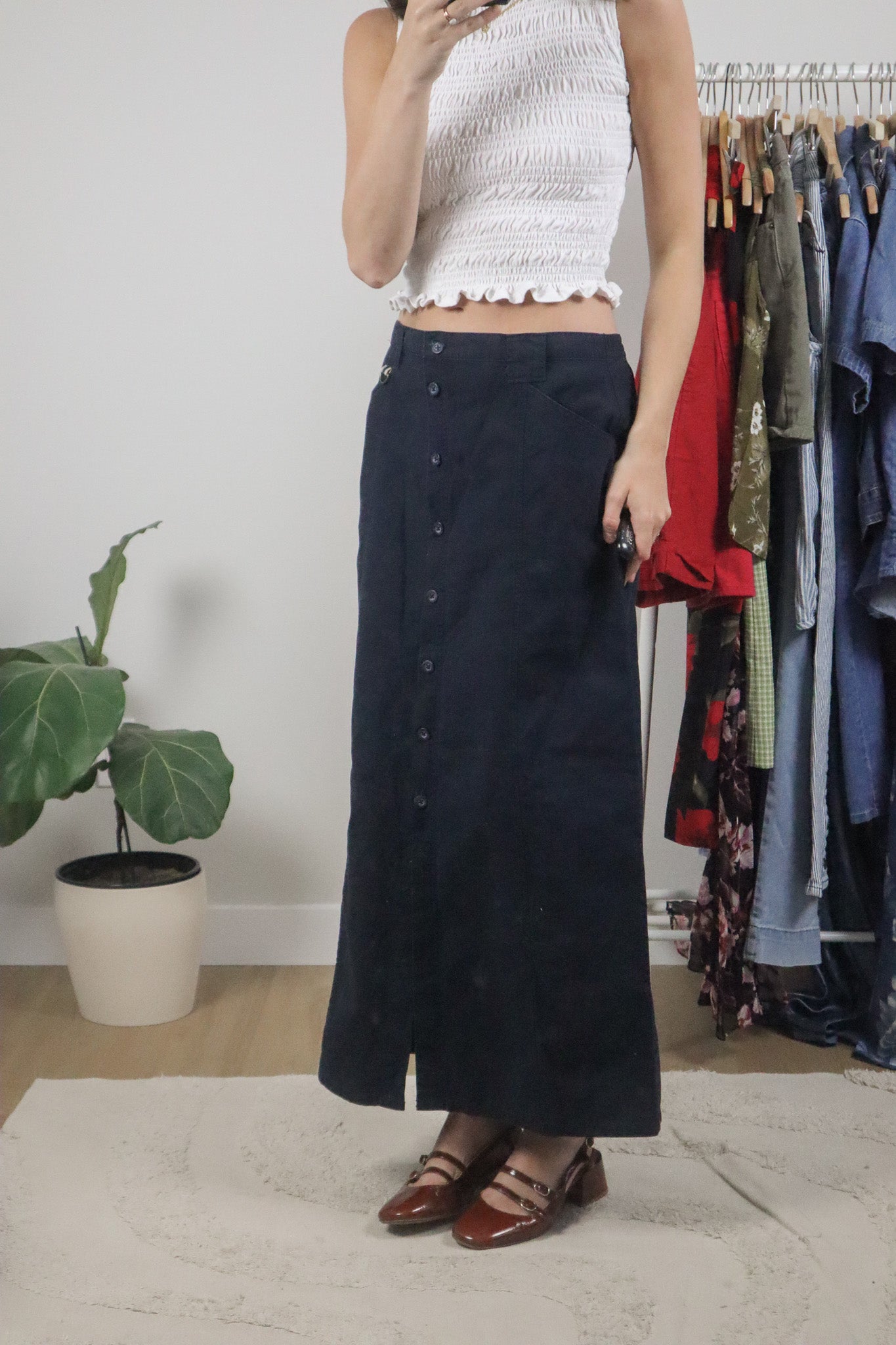 Vintage x Cotton Button Maxi Skirt (10)