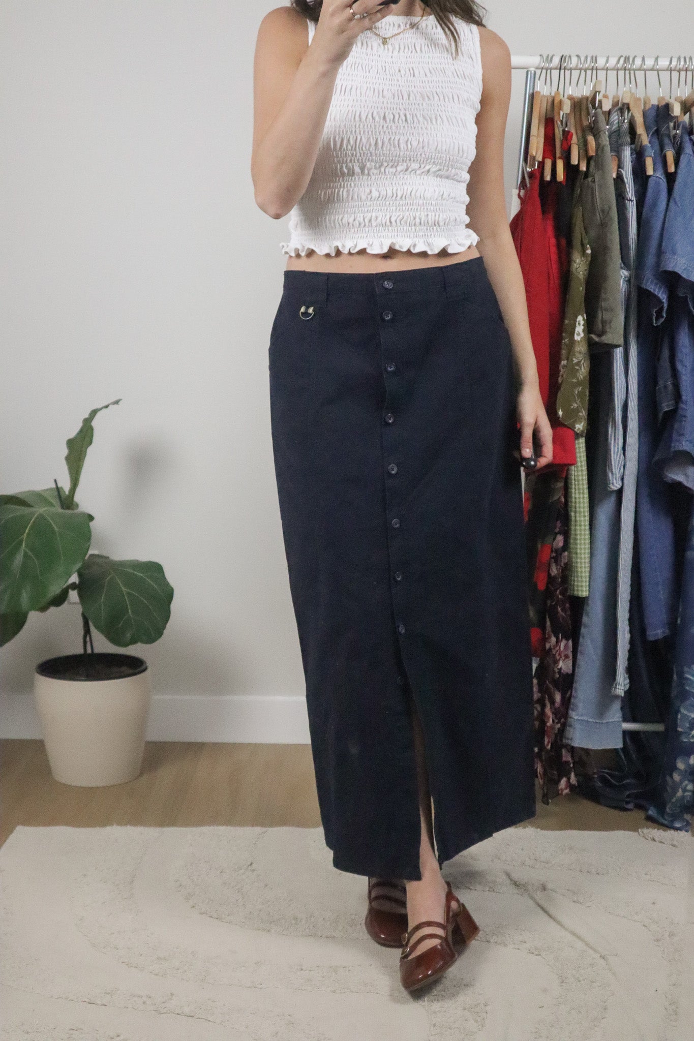 Vintage x Cotton Button Maxi Skirt (10)