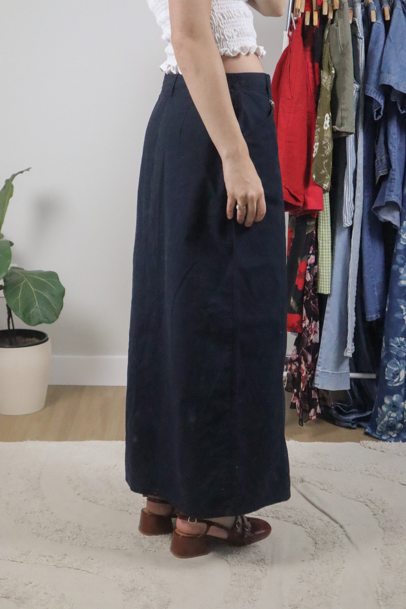 Vintage x Cotton Button Maxi Skirt (10)