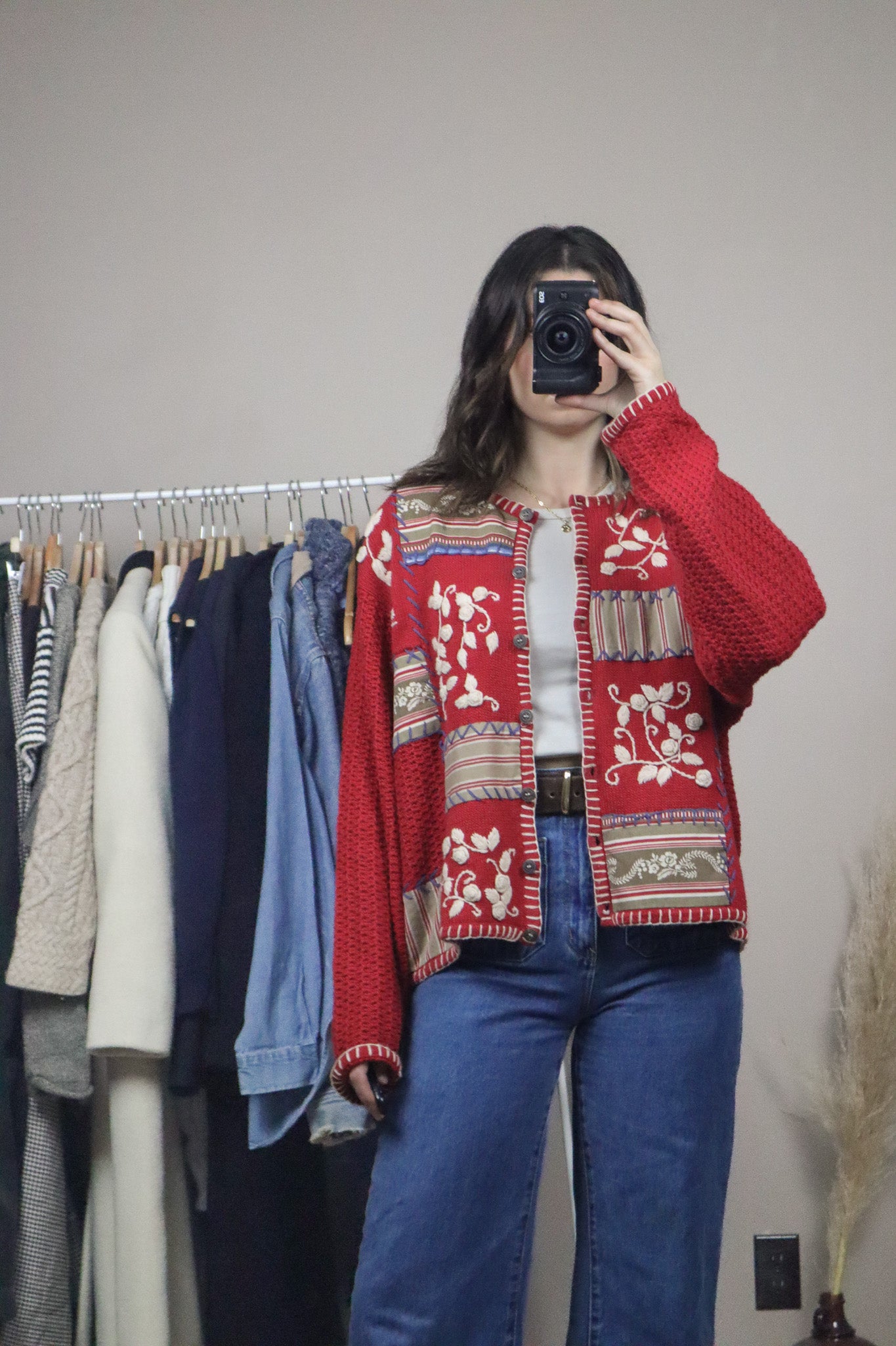 Vintage x Embroidered Patchwork Cardigan (L)