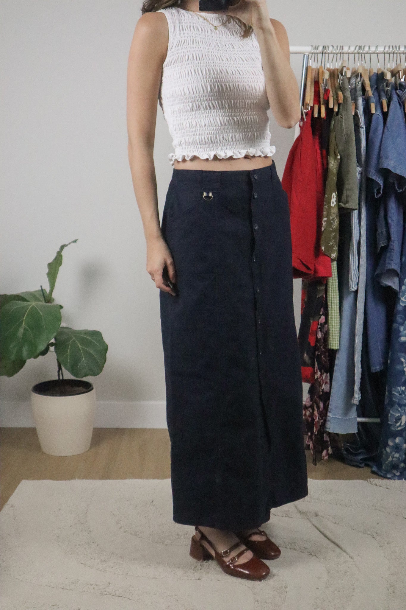 Vintage x Cotton Button Maxi Skirt (10)