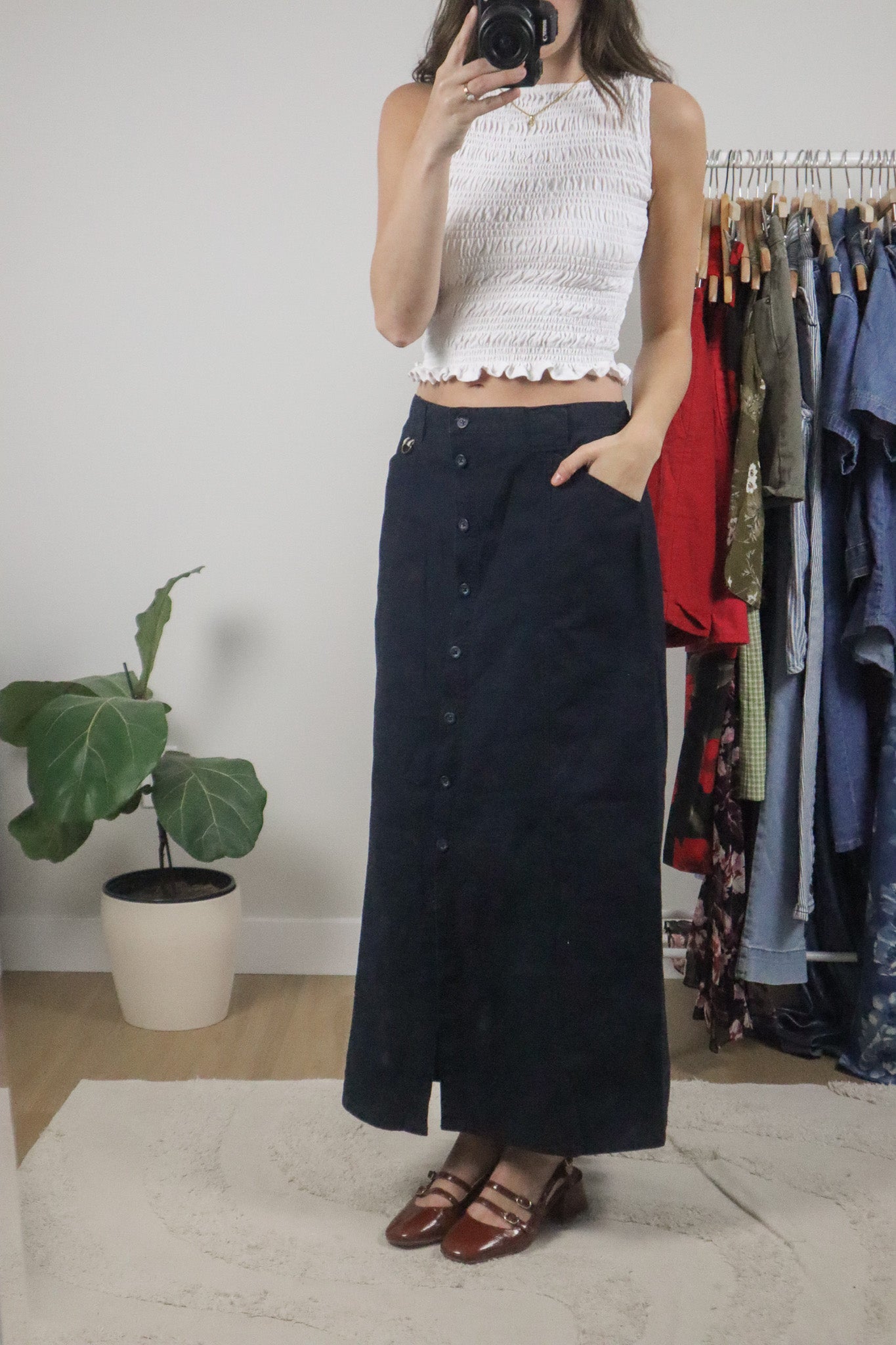 Vintage x Cotton Button Maxi Skirt (10)
