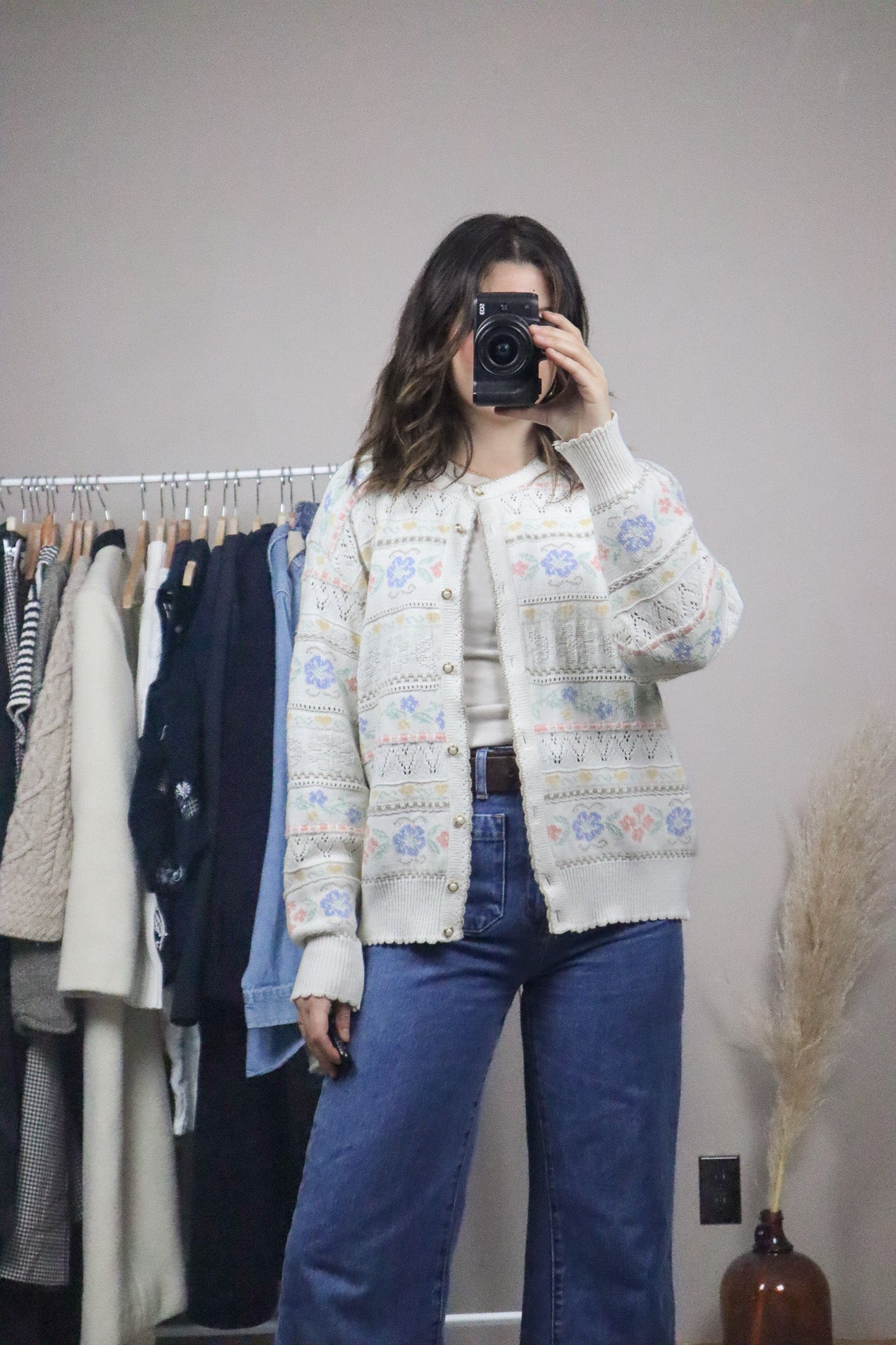Made in UK x Vintage x Textured Floral Cardigan (L)