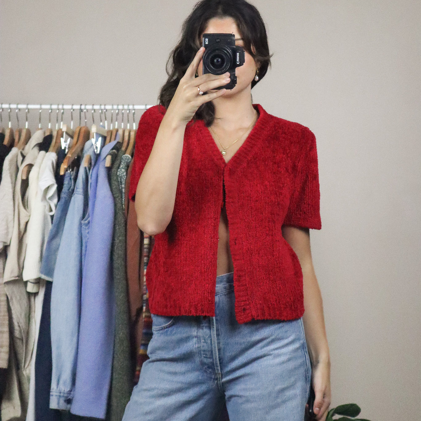 Vintage x Chenille Cropped Cardigan (M)