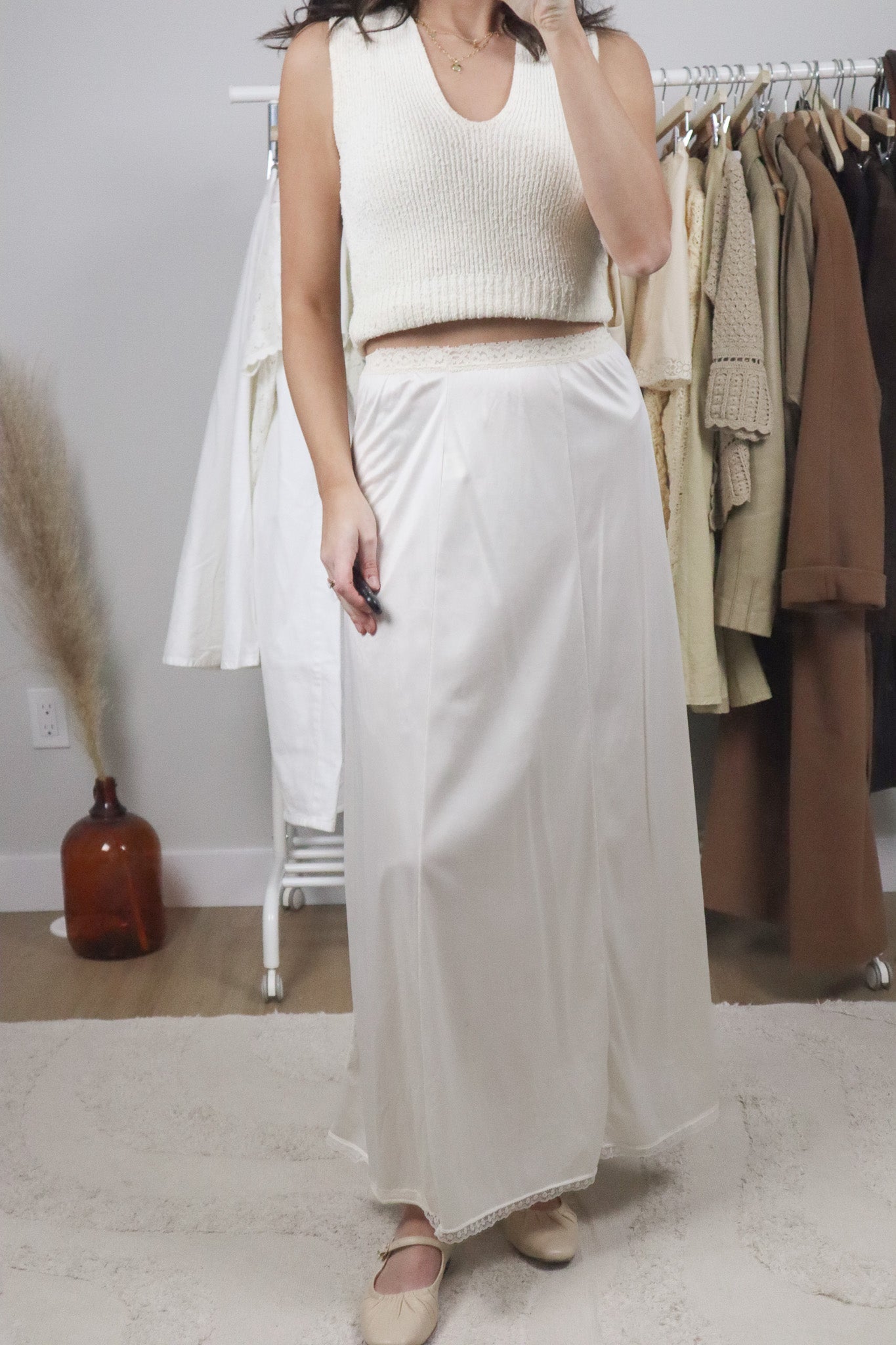 Made in Canada x Vintage x Lace Maxi Slip (S)