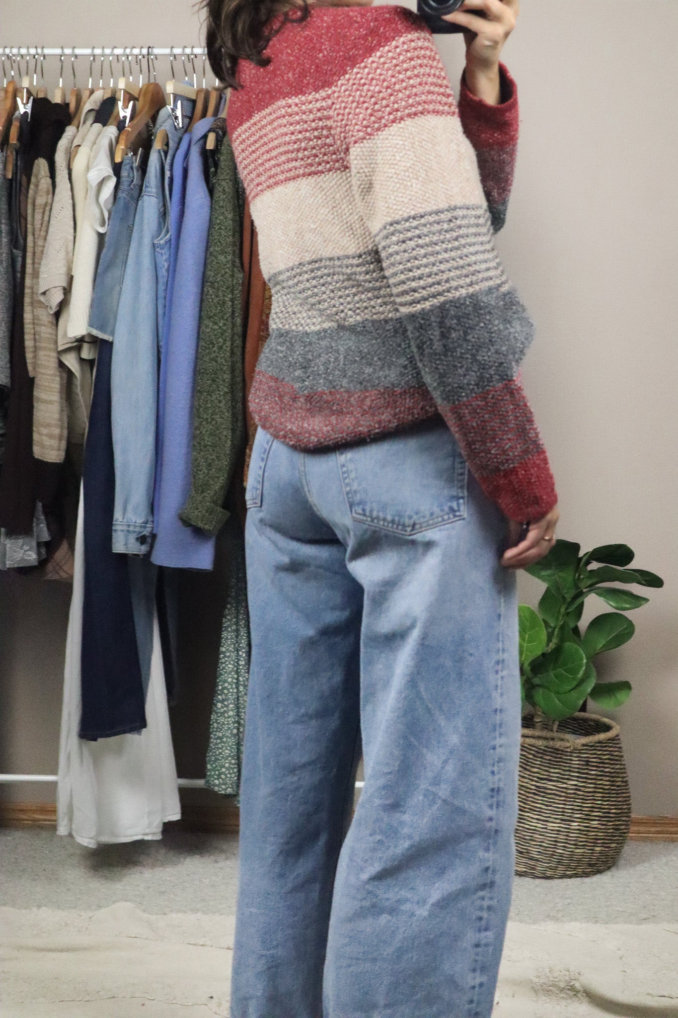 Vintage x Textured Striped Zip-Up (S)