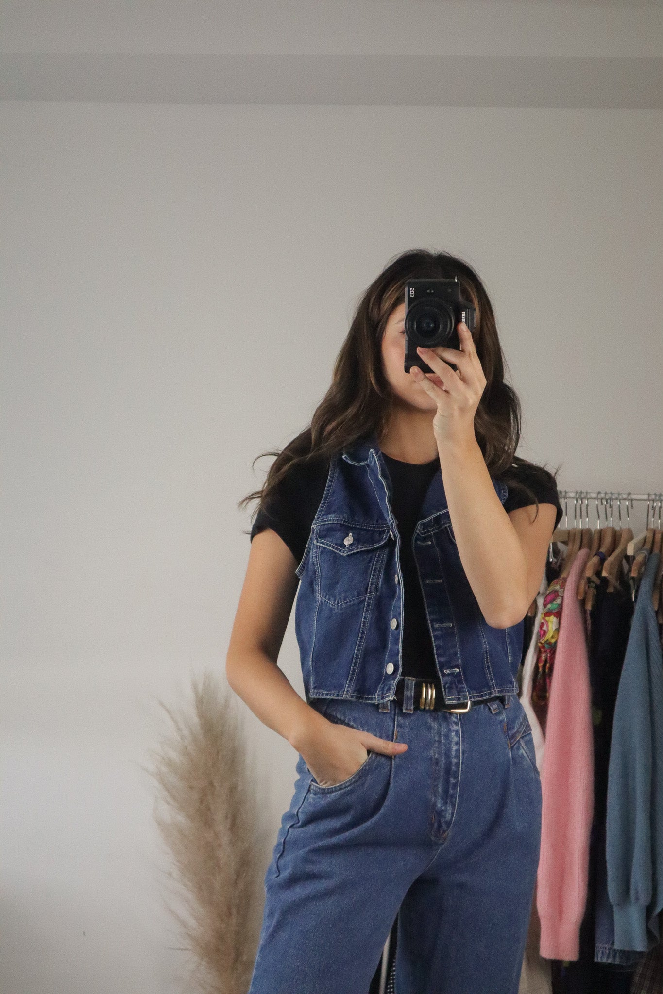 Vintage x Cropped Denim Vest (XS/S)