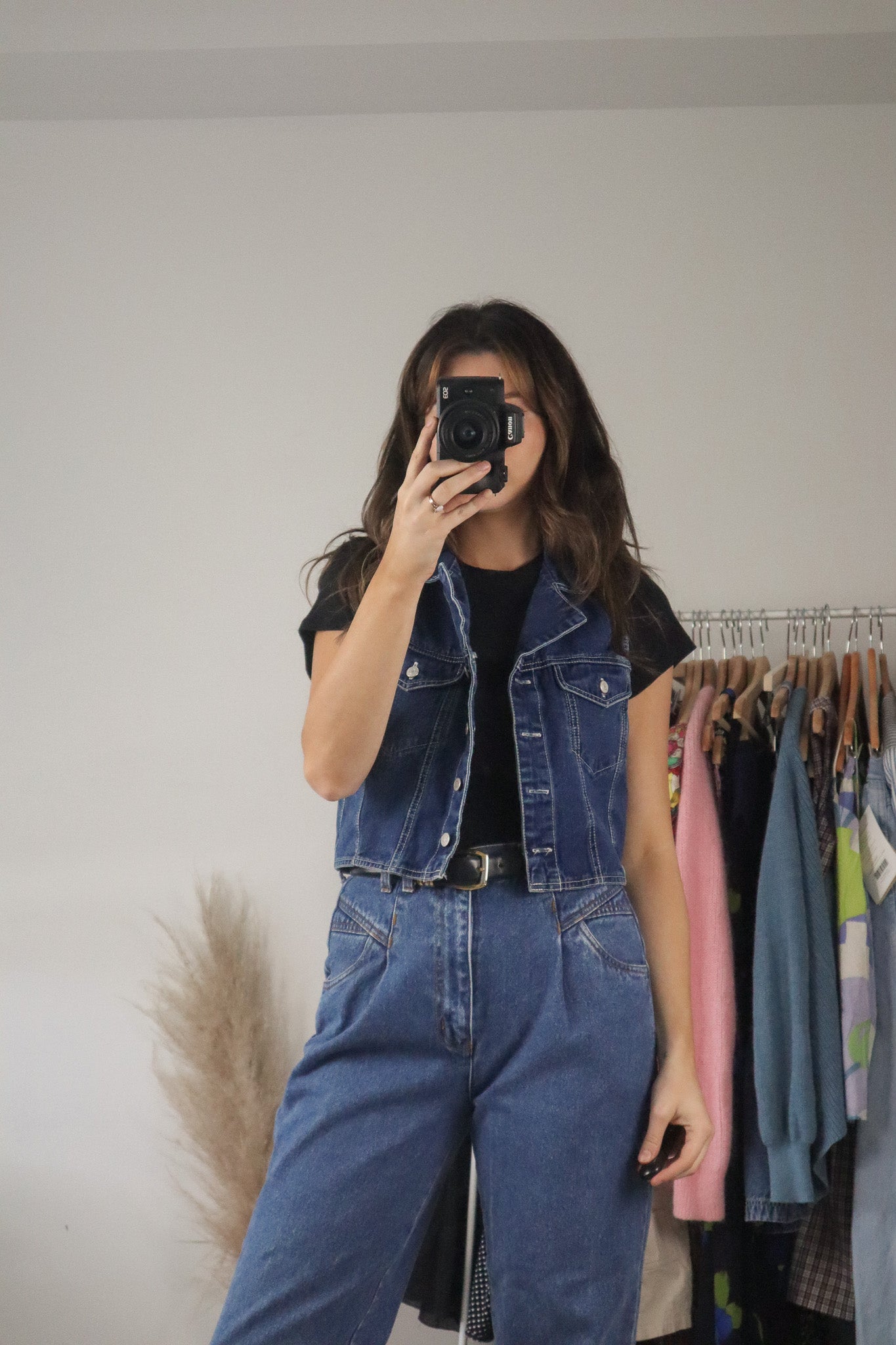 Vintage x Cropped Denim Vest (XS/S)