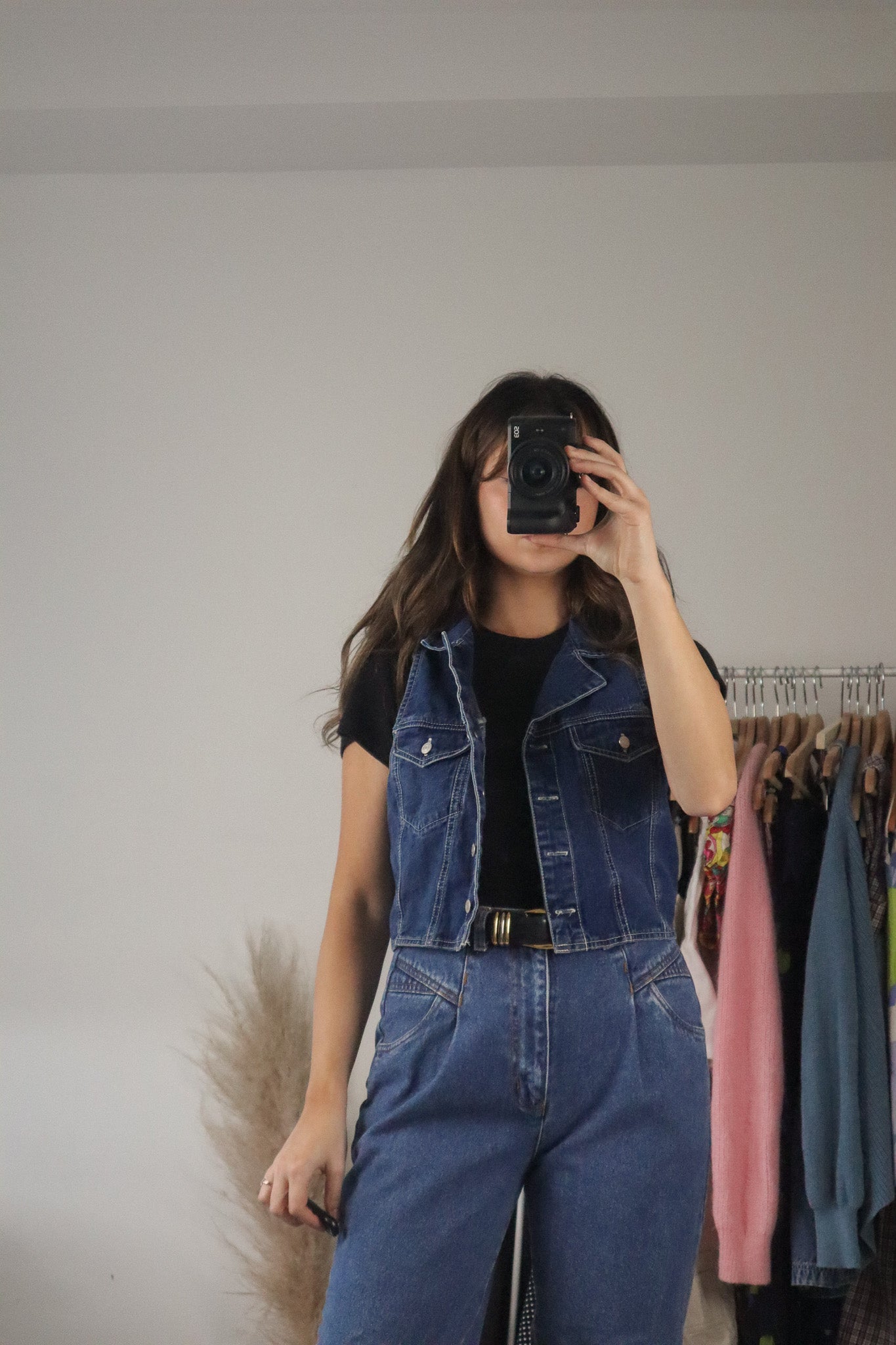 Vintage x Cropped Denim Vest (XS/S)